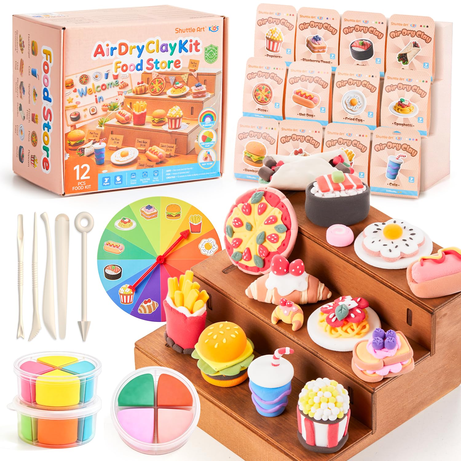 Amazon.com: Shuttle Art Air Dry Clay for Kids - Food Store, 21 PCS