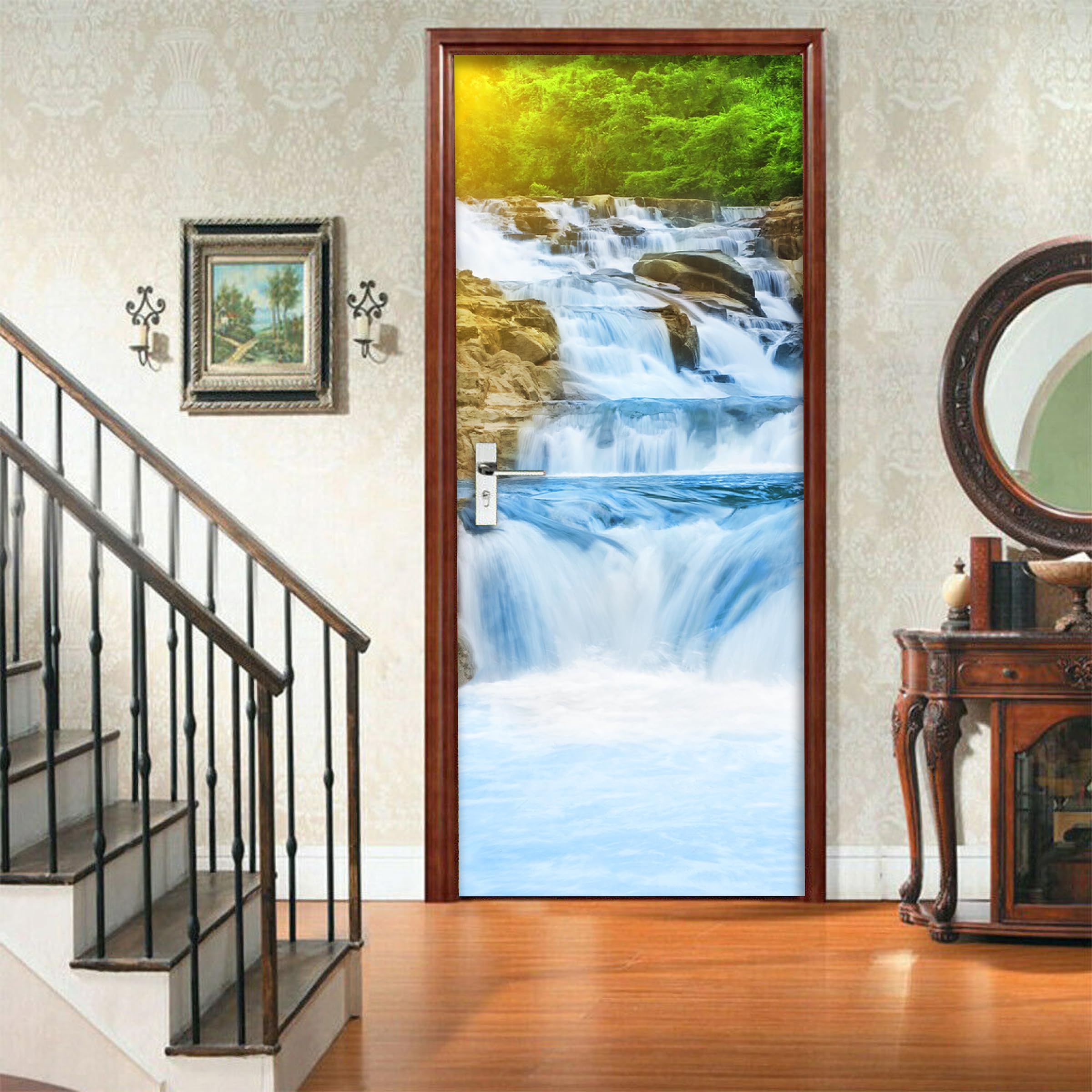 WHITECRAFTS Waterfall Scenery Wallpaper Self Adhesive Door Vinyl, Door Sticker Peel and Stick Removable Vinyl Decals for Home Decor,Water Proof (30x78 inch) (B0D7VQ75RX) Amazon Price History, Amazon Price Tracker