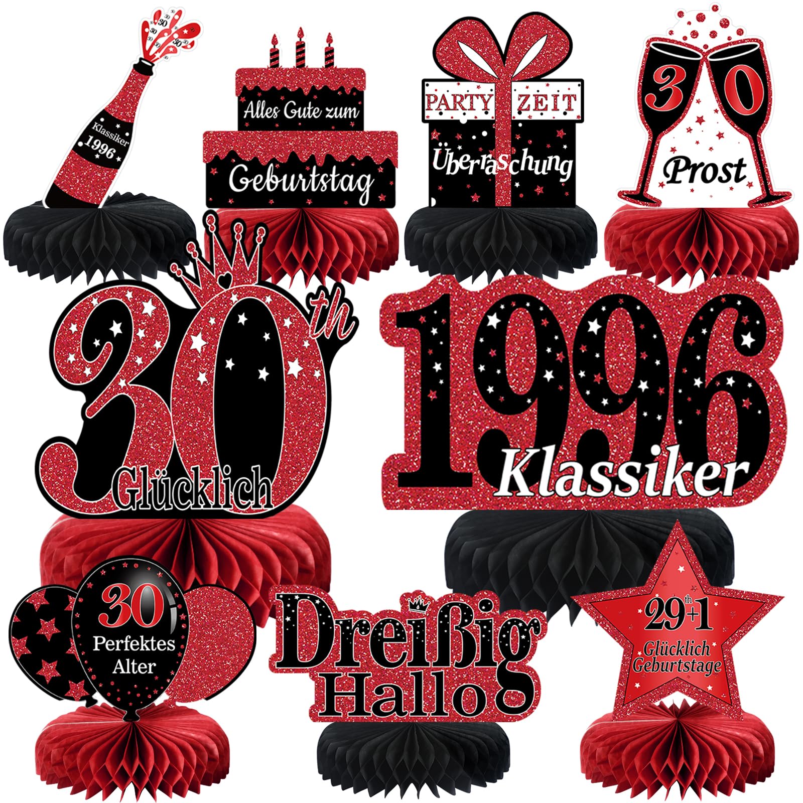 9 STK Tischdeko Geburtstag（Deutsche）