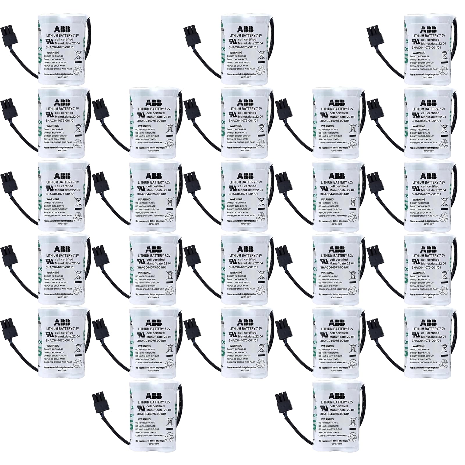 25-Pack 3HAC044075-001 01 3600mAh 7 2V with Black Plug Non-Rechargeable Lithium Battery for ABB Robot CPU ABBTA521 ABB3HAC16831-1