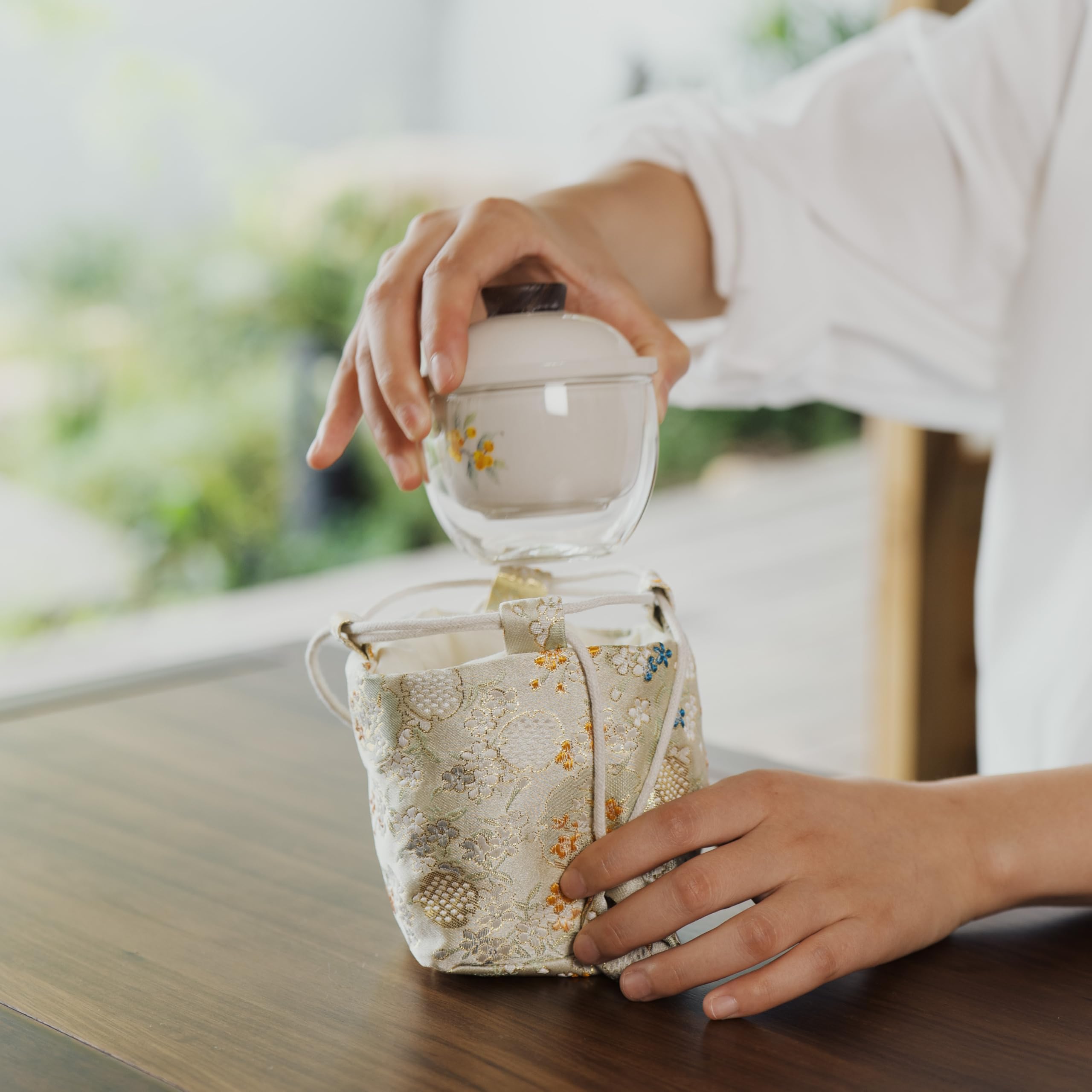 Amazon | 【茶器セット】花柄ガラス急須＆湯呑み2個 中国茶器セット