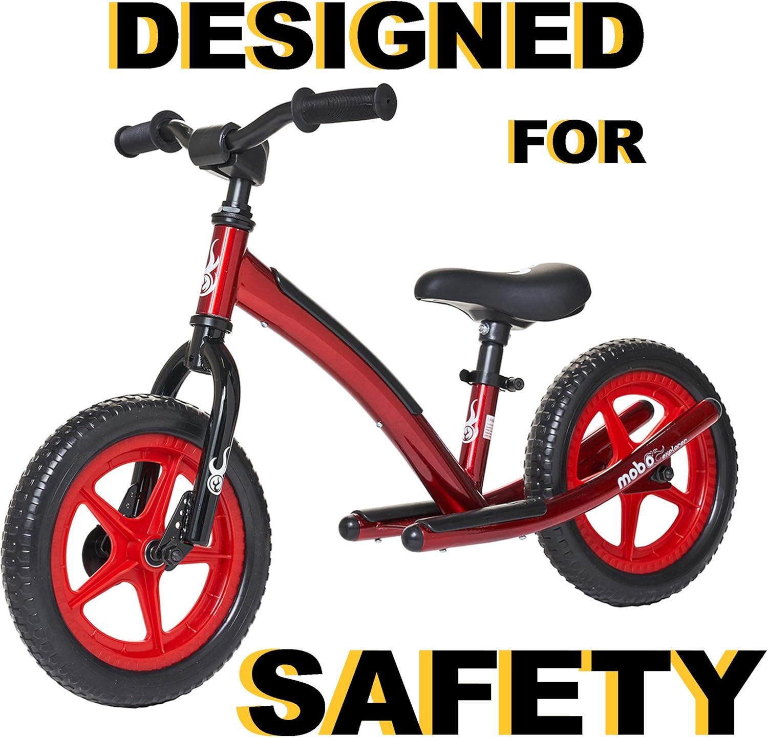 Best Cyber Monday 🔥 Mobo Explorer Padded Balance Bike. Kids No-Pedal Bicycle, 12” Wheels