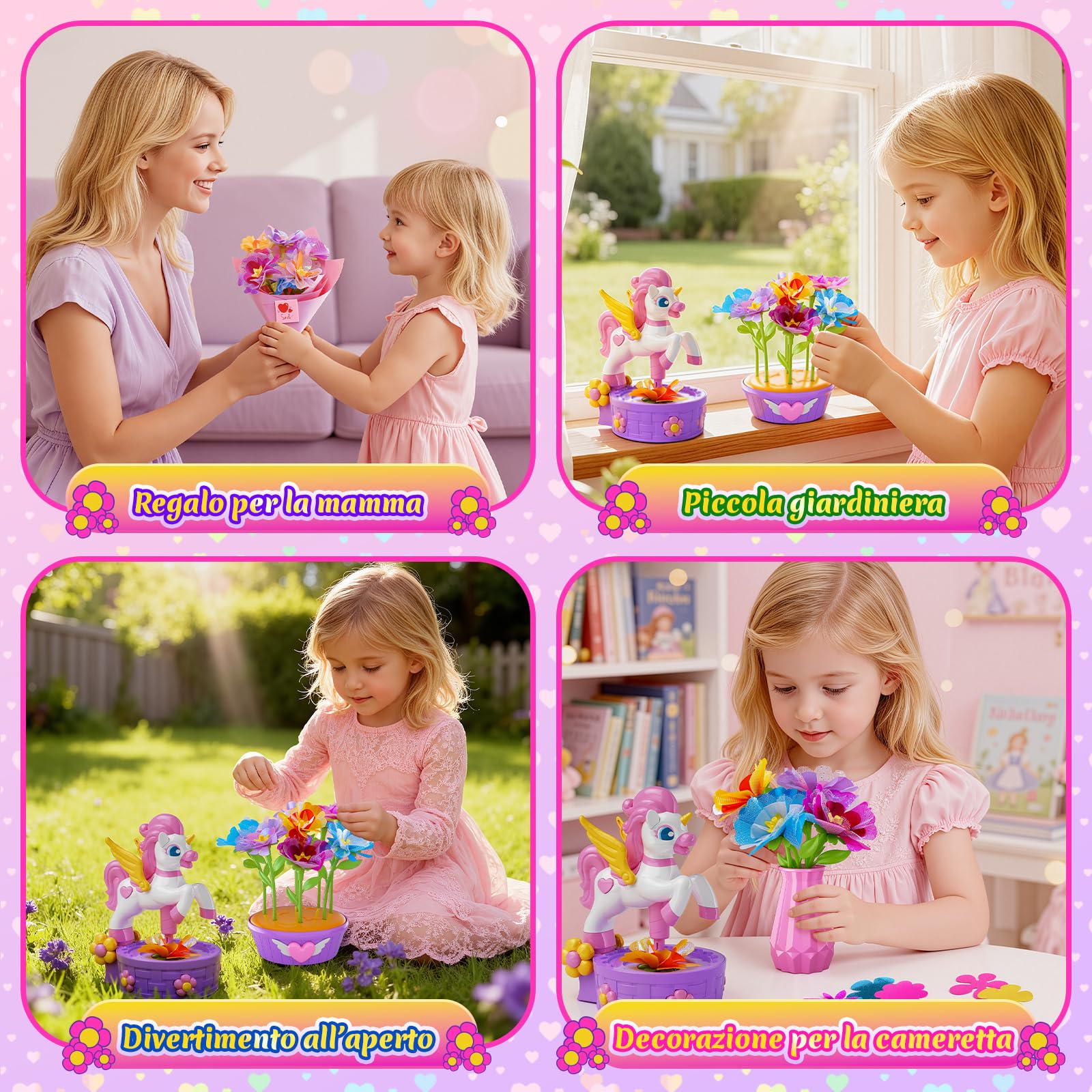 Unicorno Kit Lavoretti Creativi per Bambini, Fai Da Te Artigianale Laboratorio dei Fiori Regalo Giocattoli Creativo per Bambina 4 5 6 7 8 9 10 Anni Giocattoli Bambina 3-10 Anni per Compleanno e Natale