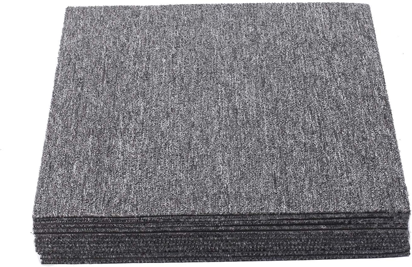 Nisorpa Commercial Carpet Squares 40 Pack Bitumen Rubber Backed Indoor Carpet Tiles 20x20 inch Washable Carpet Flooring Home Office Basement - - 