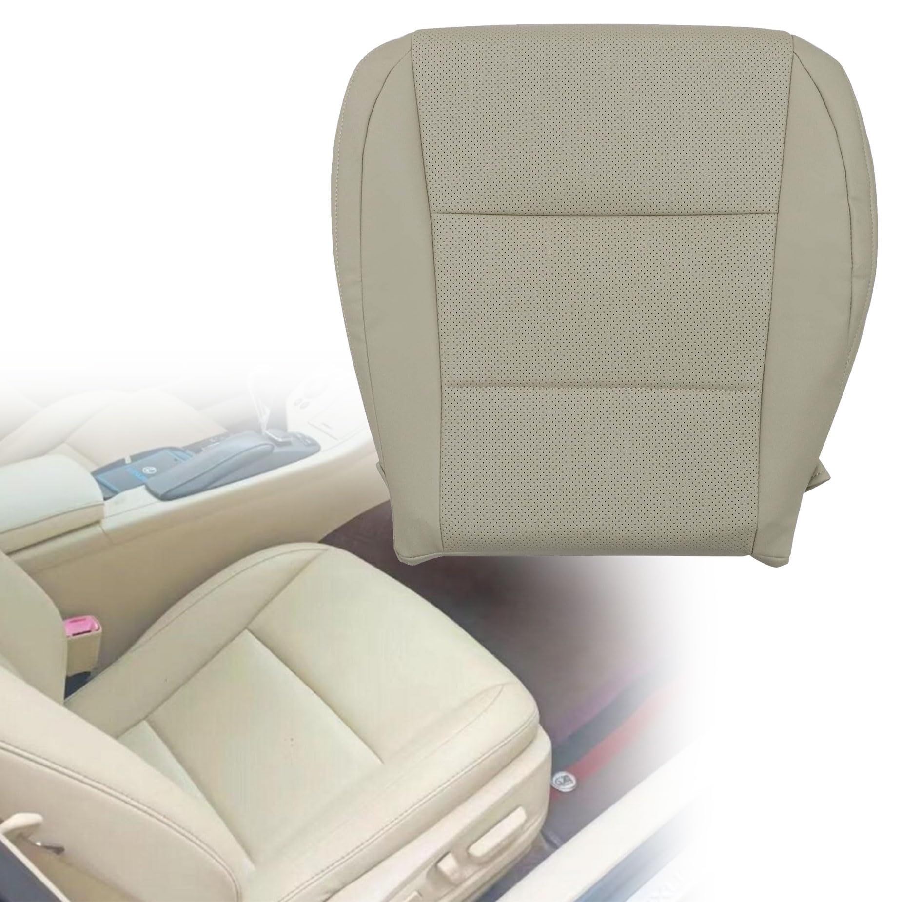 AOUTTUOA Driver Side Bottom Perforated Microfiber Leather Light Tan Seat Cover Compatible with Lexus ES300h ES350 2013 2014 2015 2016 2017 2018