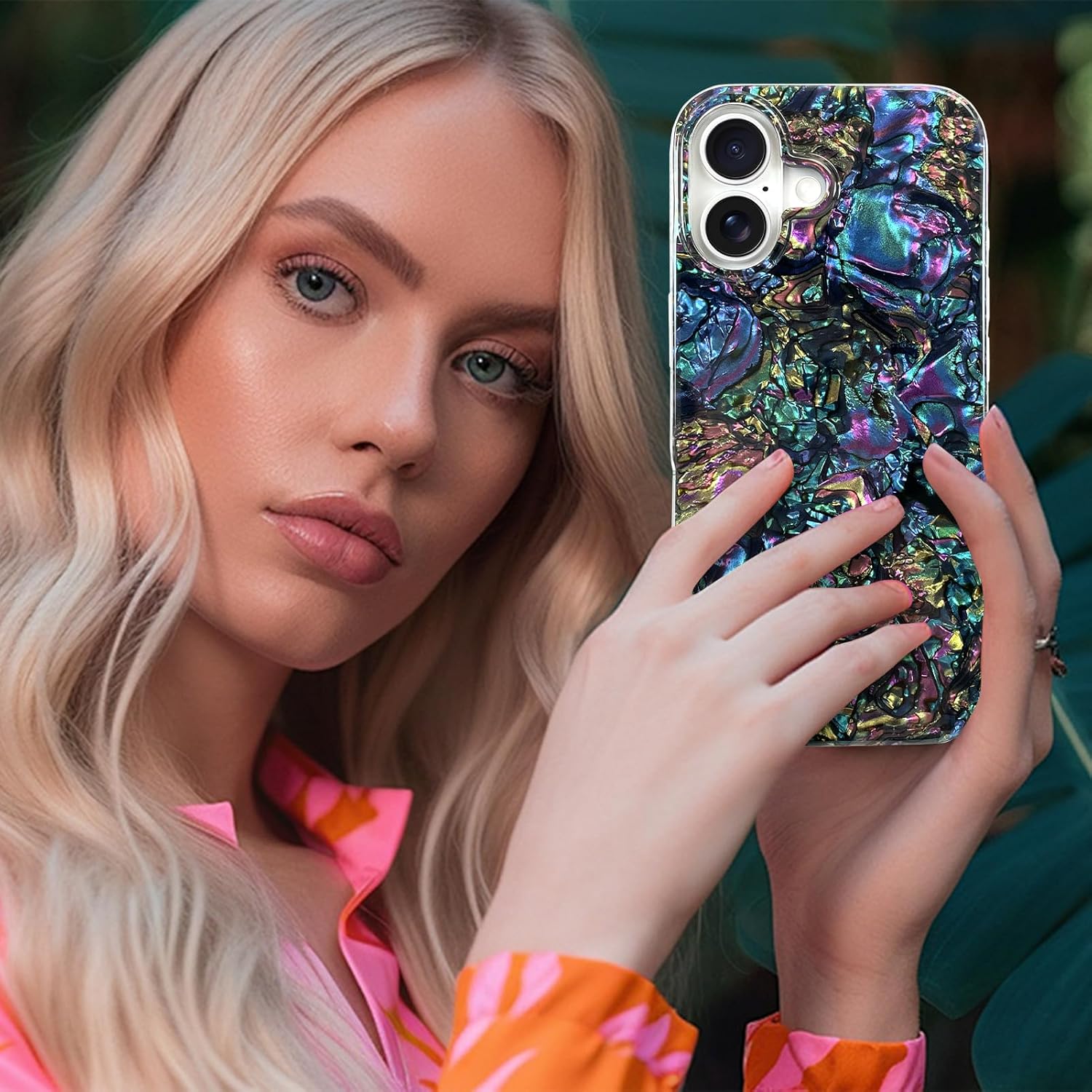 Magnetic for iPhone 17 Case, Luxury Colorful Abalone Shell Phone Case for Women Men, Compatible with MagSafe, Cute Sparkle Glossy Shockproof Protective Cover, Colorful Abalone