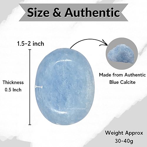 Miniatura 3 de Cristales de celestita de calcita azul y piedras curativas  Cristales de piedra de palma grande  Cristal para la buena suerte, energía positiva,