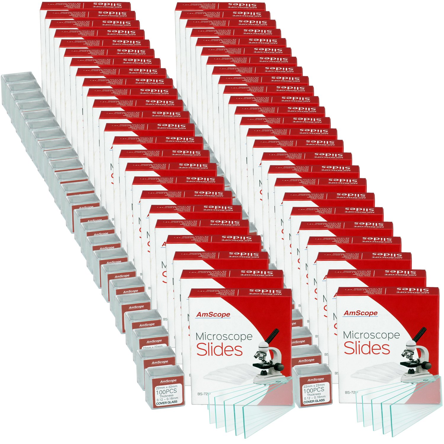 AmScope BS-72P-100S-22 72 Pieces of Pre-Cleaned Blank Microscope Slides (50 Count)