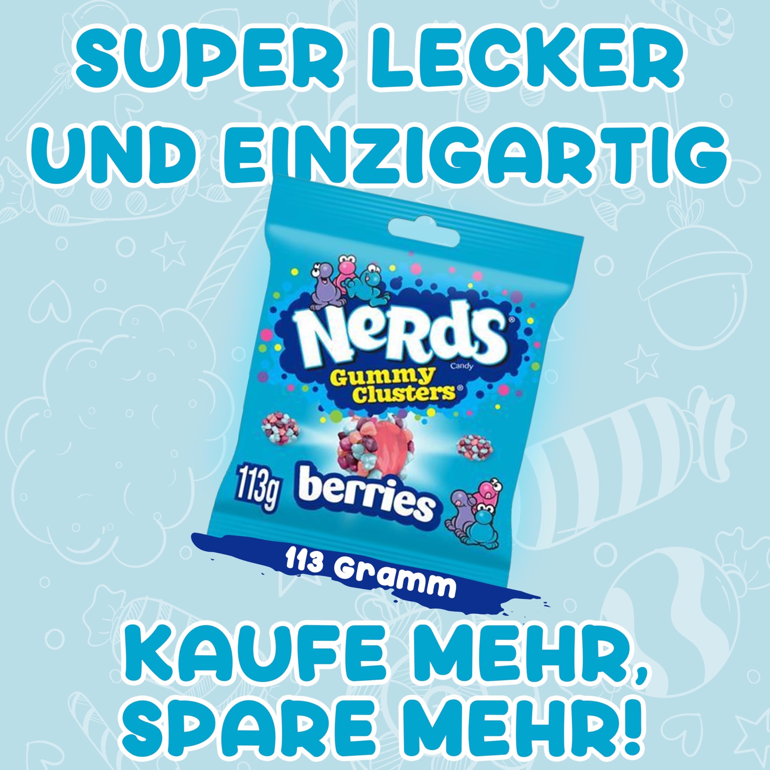 Gummy Clusters - Confezione da 113 g, XXL Very Berry Berries, caramelle americane, originale dagli Stati Uniti, unico e delizioso, sconto quantità, ideale per risparmiare (10 confezioni)