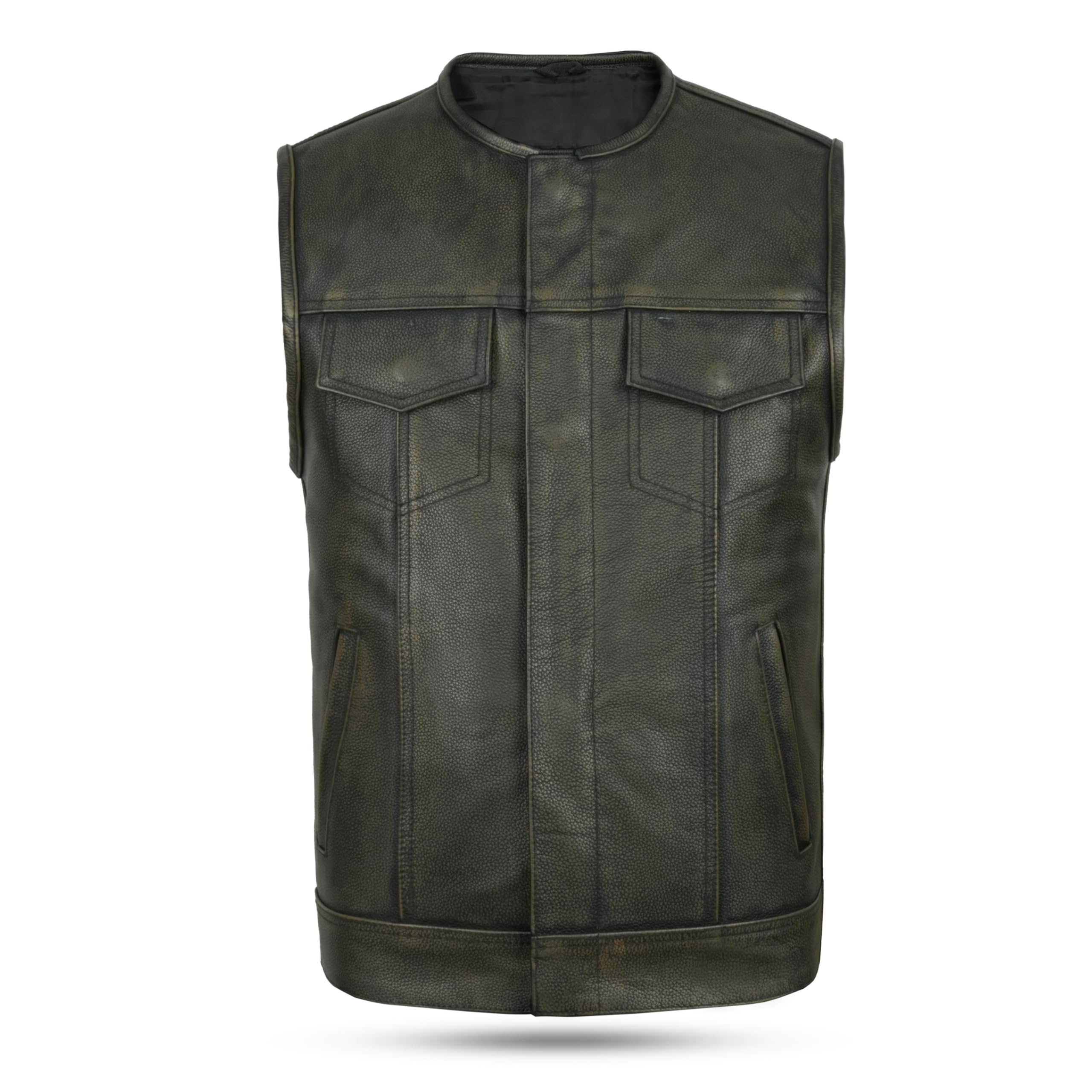 Leatherick Men's Distressed Brown Anarchy Club Vintage Biker Leather Waistcoat (L - Eur52)