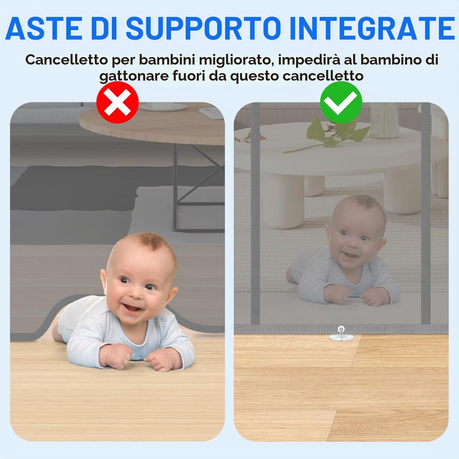 Cancelletto di Sicurezza Retrattile per Bambini, 0-500 cm (Grigio) | Cancelletto Estensibile per Bambini Scale e Corridoi Interni ed Esterni Cancello per Cani