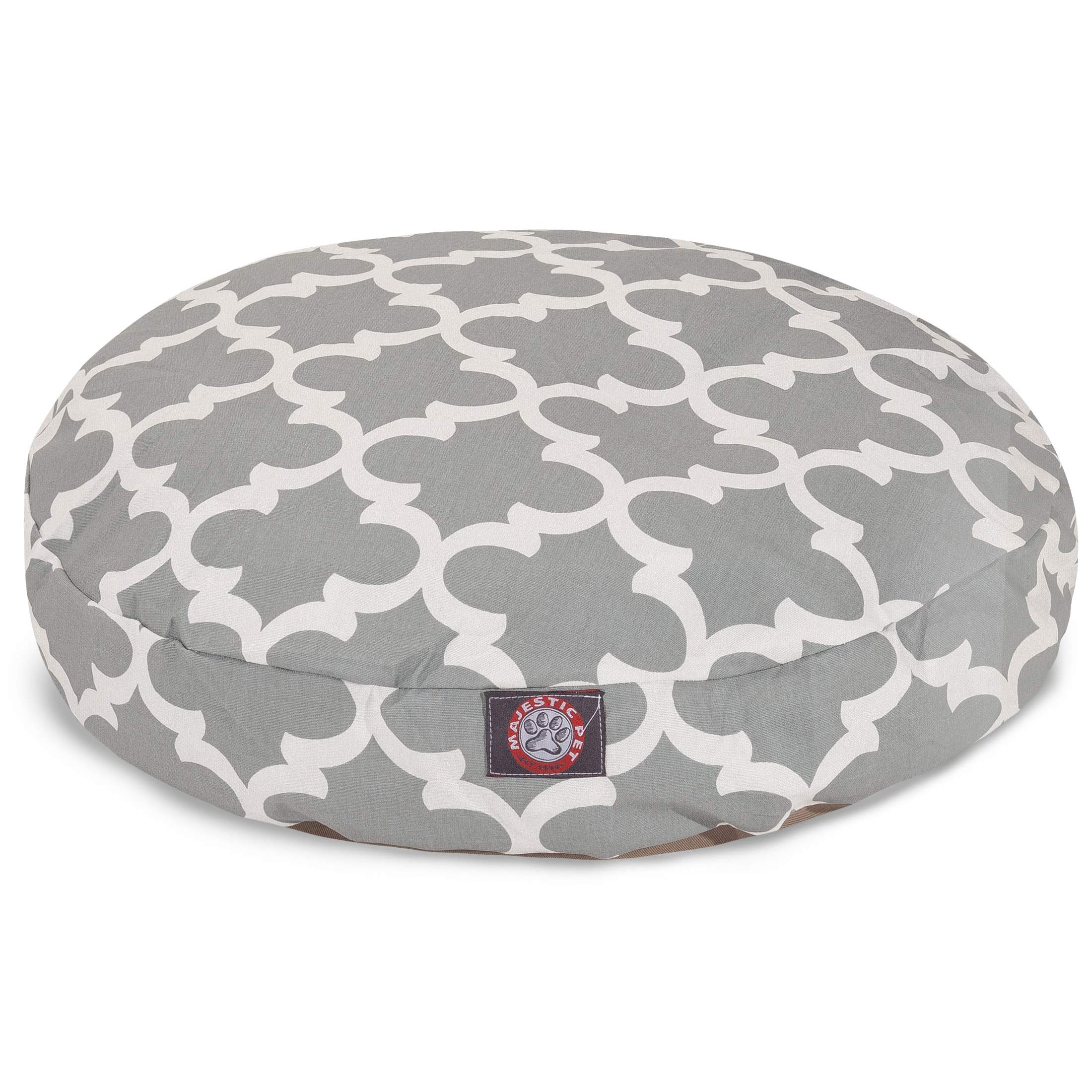 Gray Trellis Small Round Indoor Outdoor Pet Dog Bed With Removable Washable Cover By Majestic Pet Products