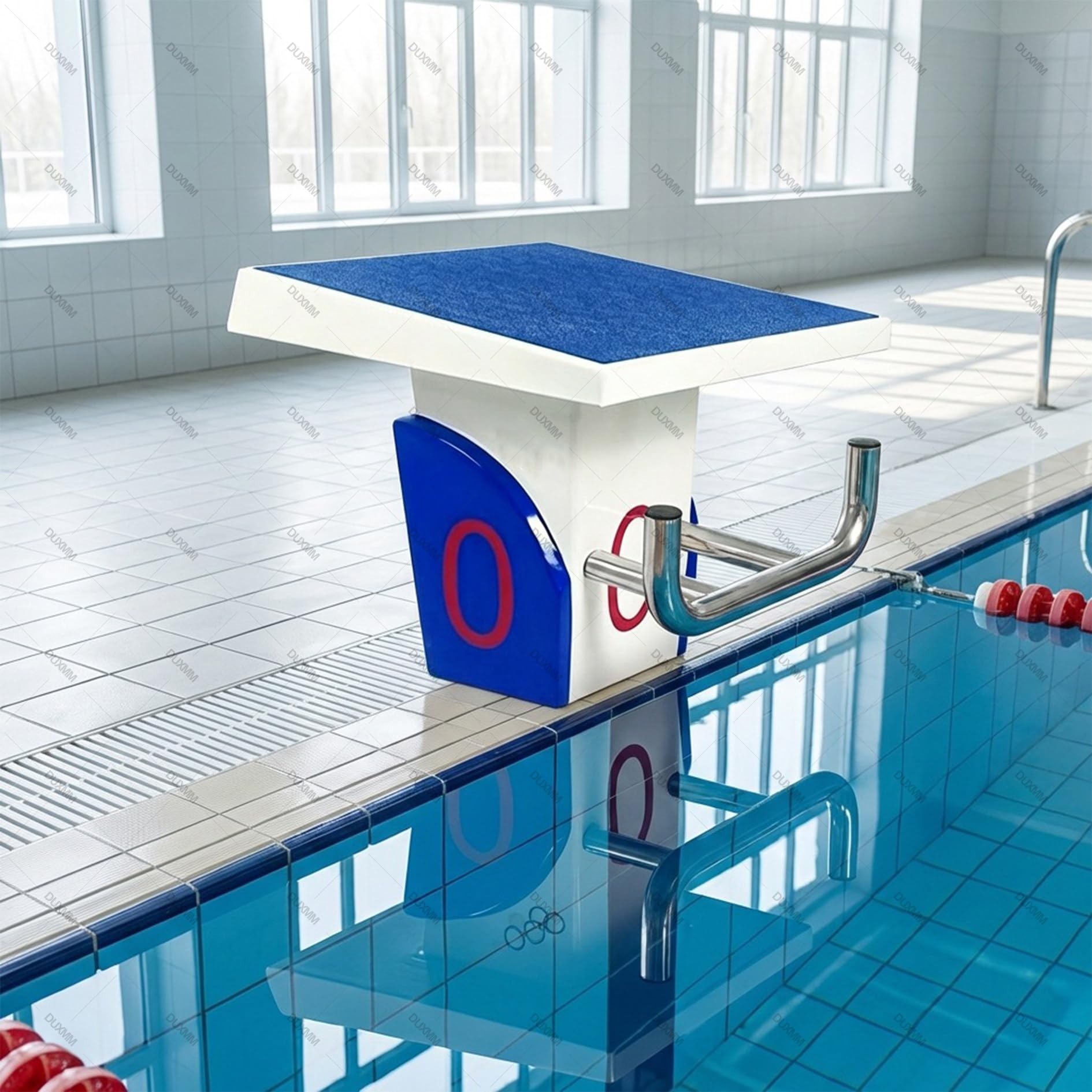 Tavola da immersione resistente, piattaforma standard per immersioni in piscina, base in acciaio inox, superficie antiscivolo, design inclinato a 15° per stadi, piscine private e uso commerciale
