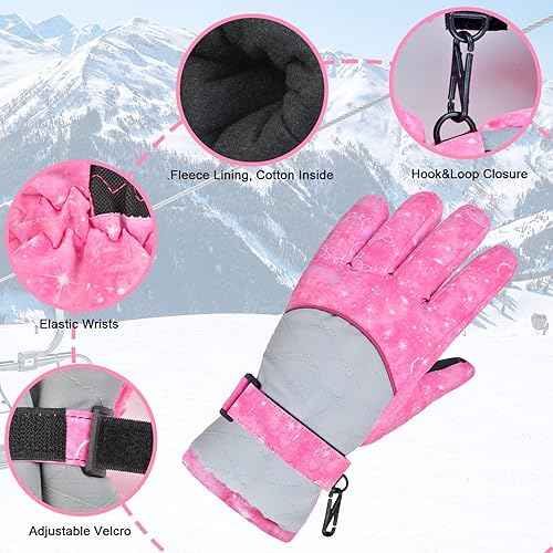 Miniatura 3 de Guantes de invierno impermeables para niños, guantes de esquí de nieve para niñas, guantes de snowboard cálidos para niños