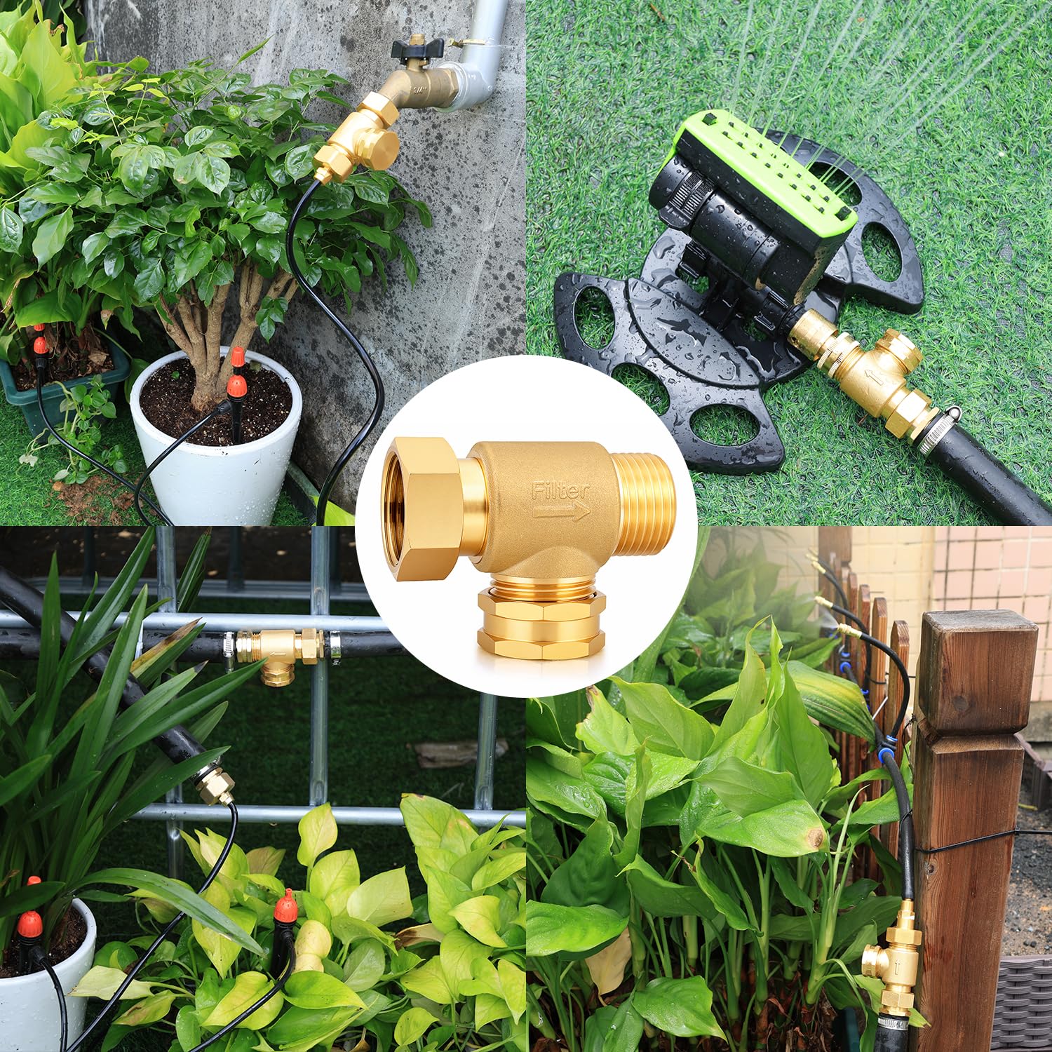 Garden Hose Filter Attachment with 100 Mesh and 40 Mesh Stainless Steel Screen,Brass Filter Pressure Washer Inlet for RV Camping Car Wash Rainwater Filtration (with Cap) — Amazon image 6