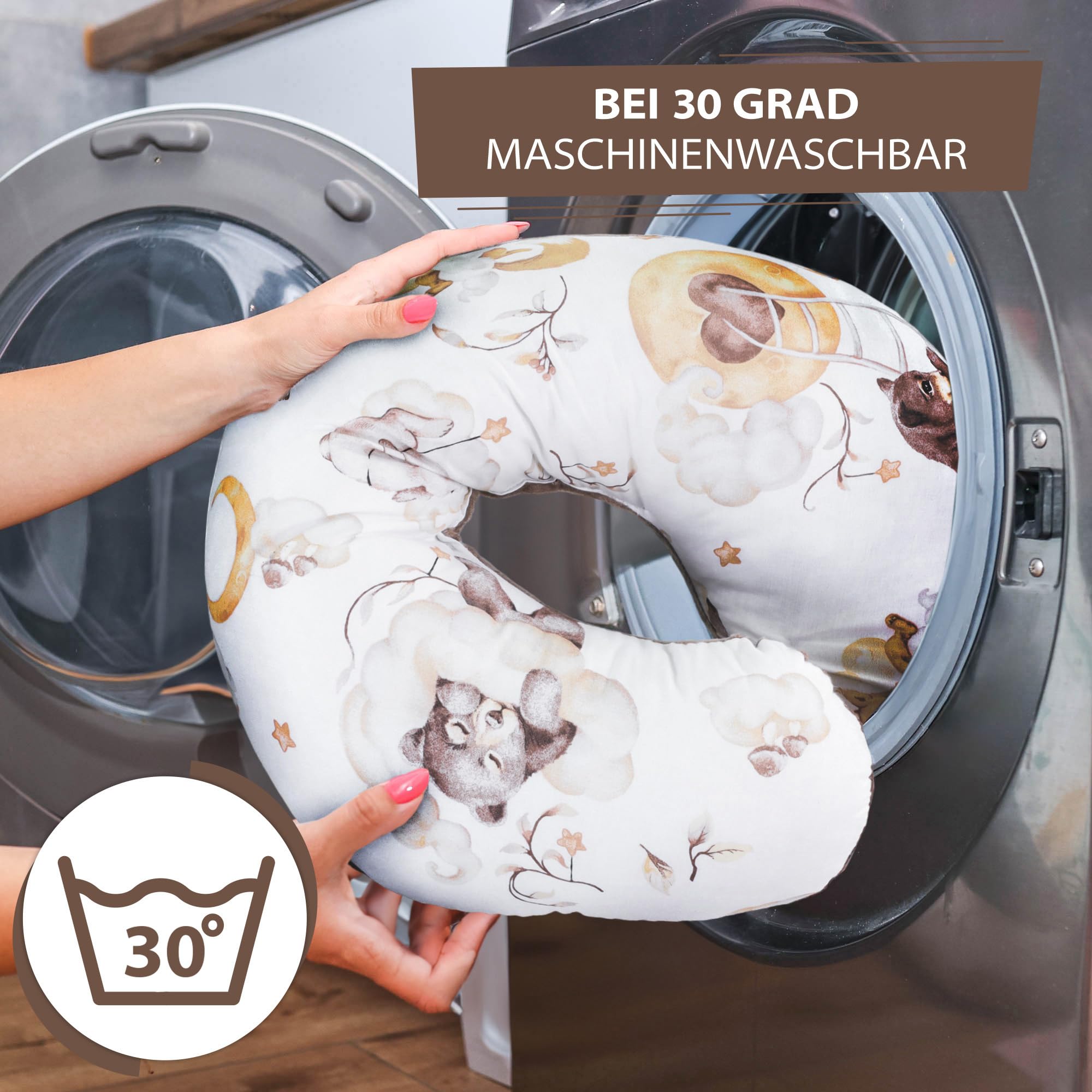 Piccolo cuscino per allattamento Basic 130 cm - Cuscino per allattamento compatto piccolo cuscino per allattamento Nursing Breastfeeding Pillow per viaggiare Sonno Orso addormentato Marrone