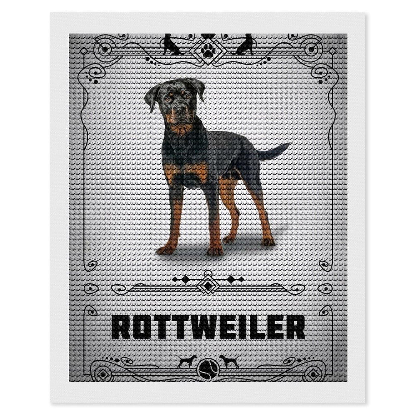 Junmoney Rottweiler Diamond Art Kit 16"x20", Creative Leisure Activity, Complete Accessories, Vintage Style Decor, for Women
