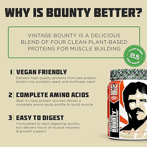 Miniatura 2 de Vintage Bounty - Proteína en polvo a base de plantas para controlar el peso, después del entrenamiento y la recuperación, proteína de guisantes,