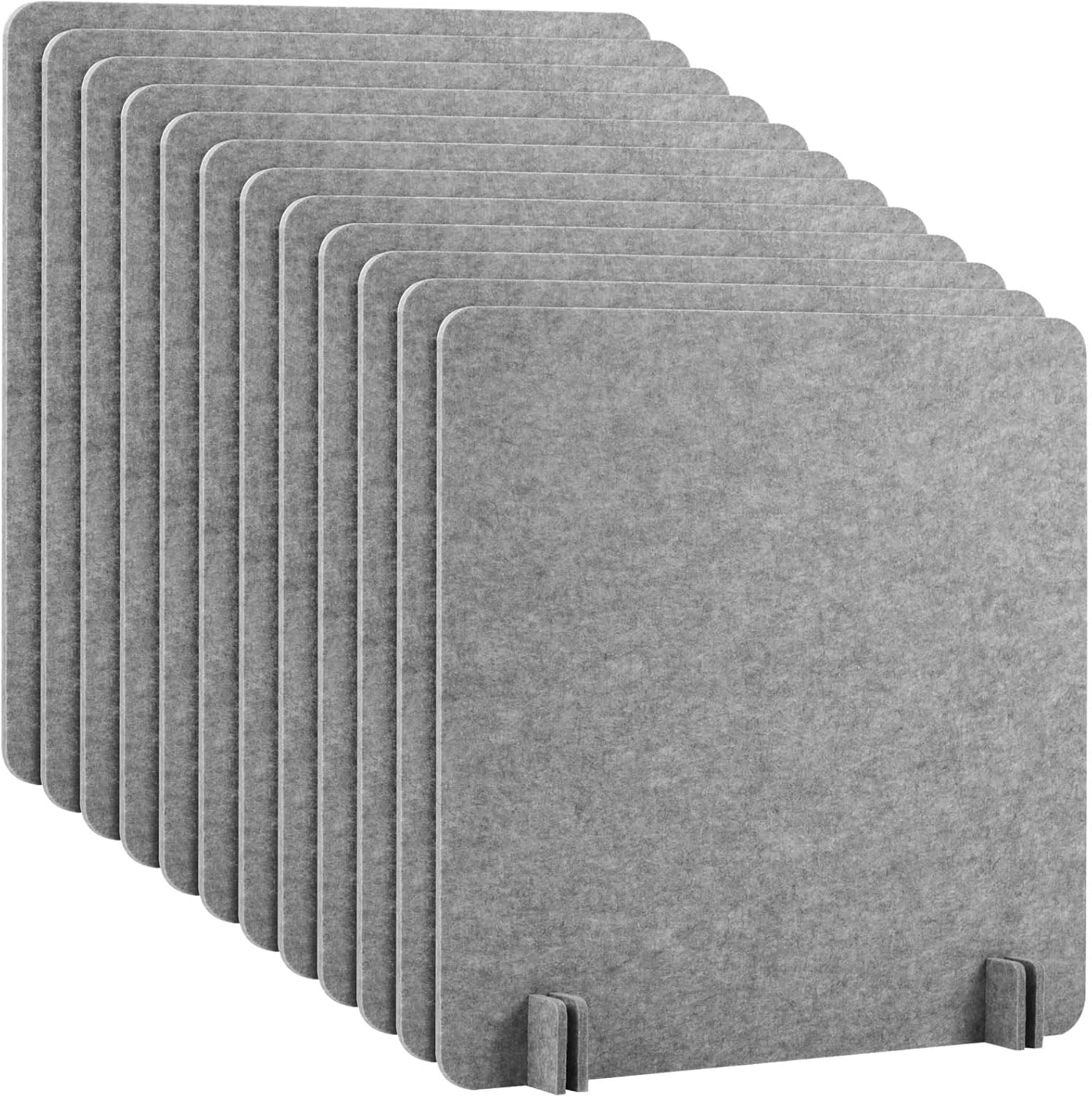 Kisston 12 Pack Desk Privacy Panel 24 x 24'' Acoustic Desk Divider Stand up Freestanding Privacy Panel Noise Visual Distraction Reducing Table Divider Office Student Cubicle Reception Area(Light Gray)