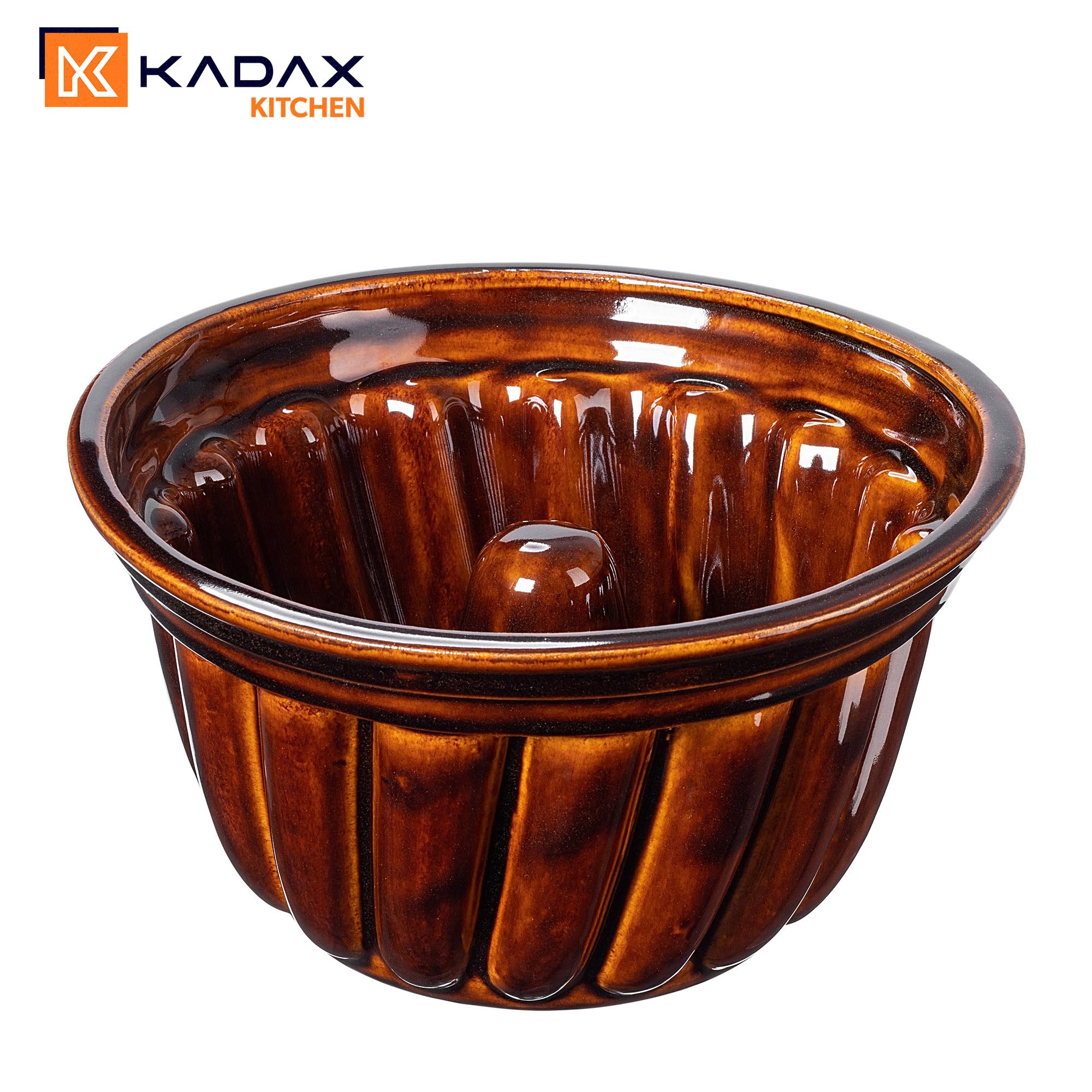 KADAX Moule à Kouglof en Grès, Moule à Gâteau Rond pour Savarin, Kougelhopf et Pudding, Parfait pour Les Gâteaux Traditionnels Alsaciens (24 cm)