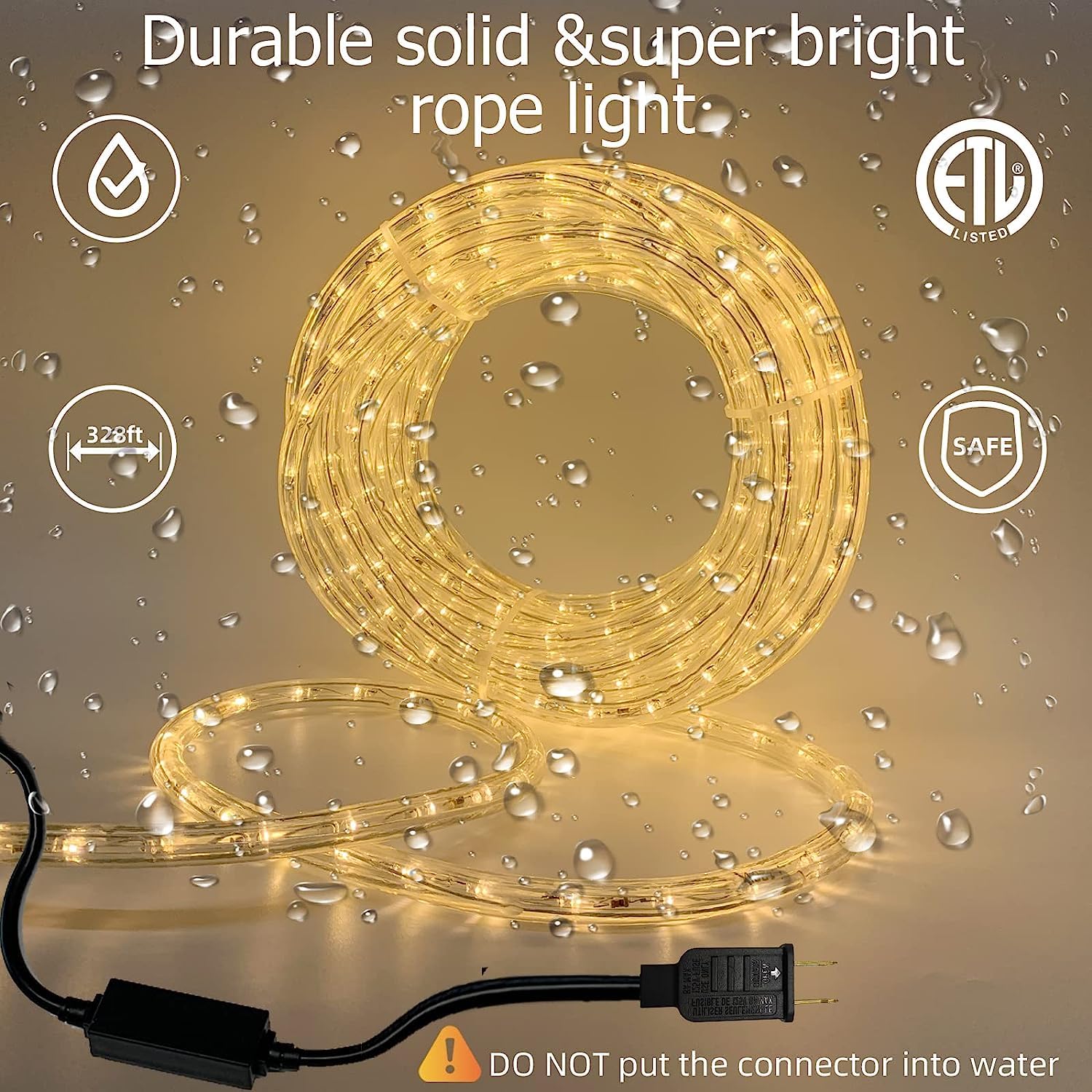 White Rope Lights Outdoor 100Ft, Cuttable Connectable, Flexible Tube Lights with 900Leds Brightness Dynamic Modes, Waterproof LED String Lighting for Garden, Patio, Party, Christmas