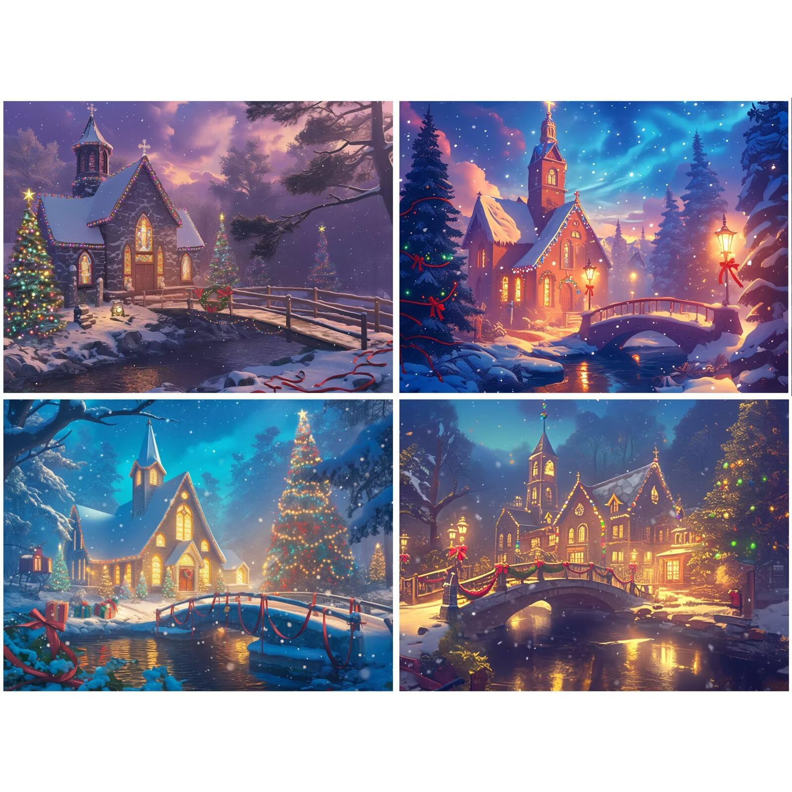 Malarstwo diamentowe Boże Narodzenie 80 x 60 cm kwadratowy obraz diamentowy 4 sztuki 2026 nowy DIY 5D zestaw do malowania diamentami z akcesoriami, prezenty świąteczne, dekoracje świąteczne i nowy rok
