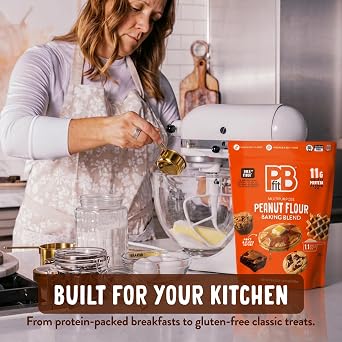PBfit Peanut Flour Baking Blend - Gluten Free & Non GMO - 11g Protein per Serving 10% DV - 80% Less Fat than Almond Flour - 1 to 1 Swap for White Flour - Light Peanut Flavor - 25% DV Fiber - 24 oz