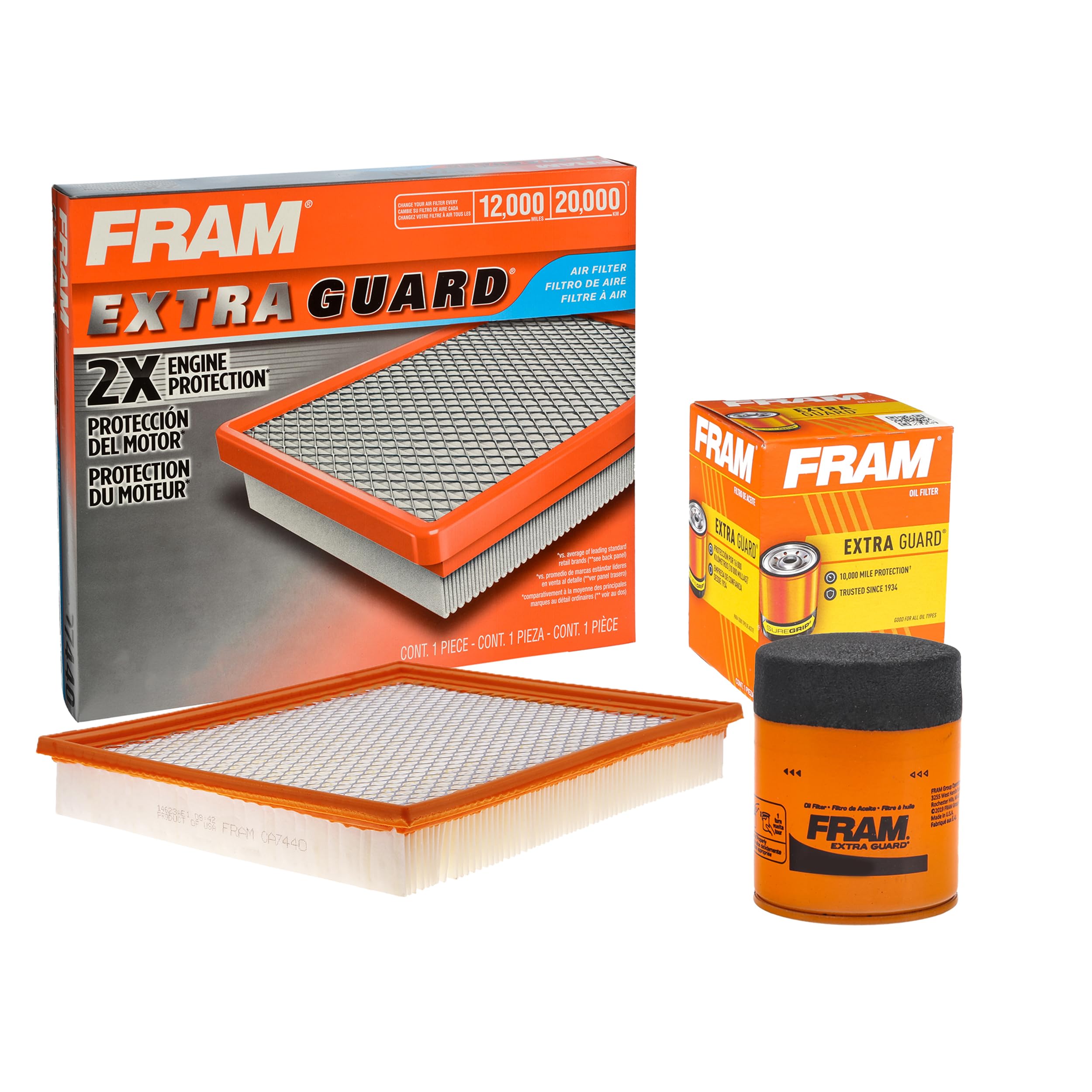 FRAM Extra Guard Replacement Engine Oil Filter PH7317 and Air Filter CA7440 for Select Nissan, Infiniti and Suzuki Model Years, 12 Months or 10,000 Miles Provided Filter Protection