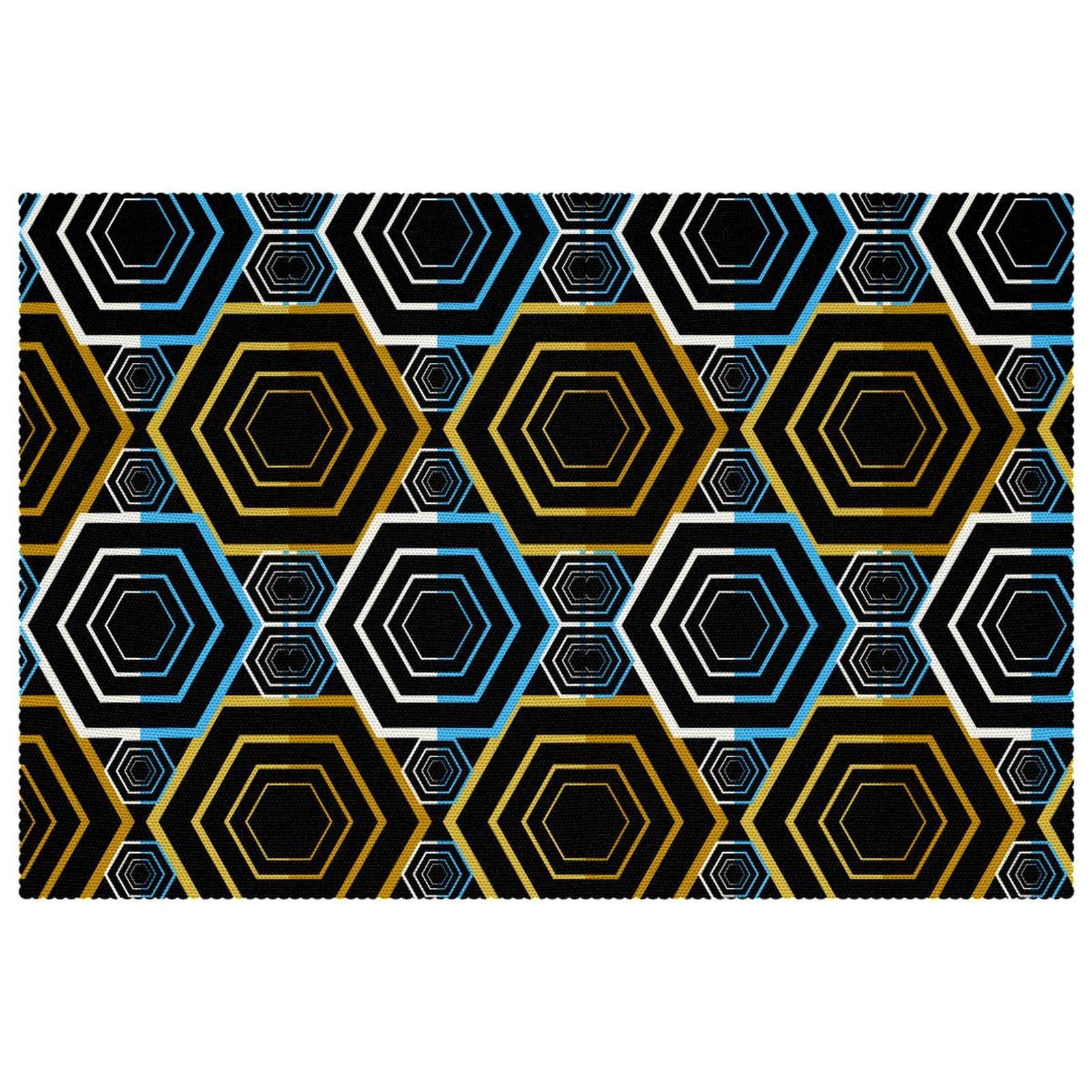 Set de table hexagonal losange anthracite lot de 6 pièces antidérapantes pour repas moderne