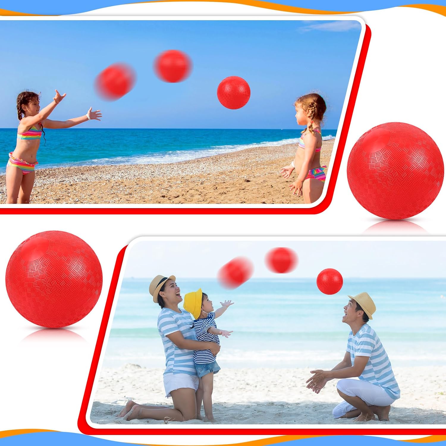 Hiboom Playground Balls 5 Inch Dodgeball Playground Balls Kick Outdoor Inflatable with 1 Pcs Hand Pump for Adults Yoga Exercise Gym Schoolyard (Red,12 Pcs)