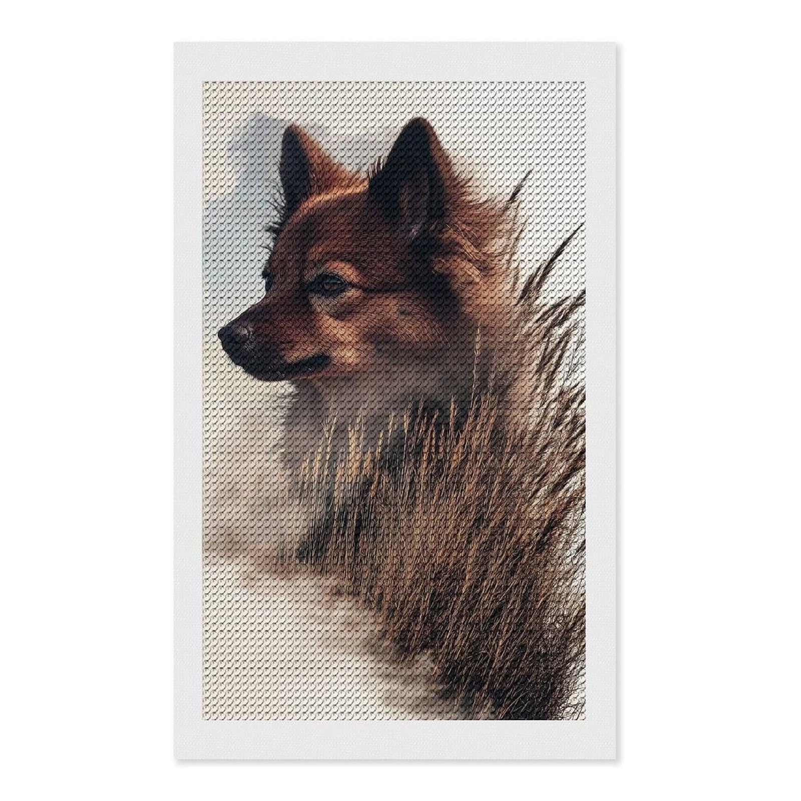 Junmoney Wolf in The Grass Full Drill Diamond Painting Kit 12"x20", for Teens, Adhesive Canvas, Bedroom Decor, Holiday Gift Idea