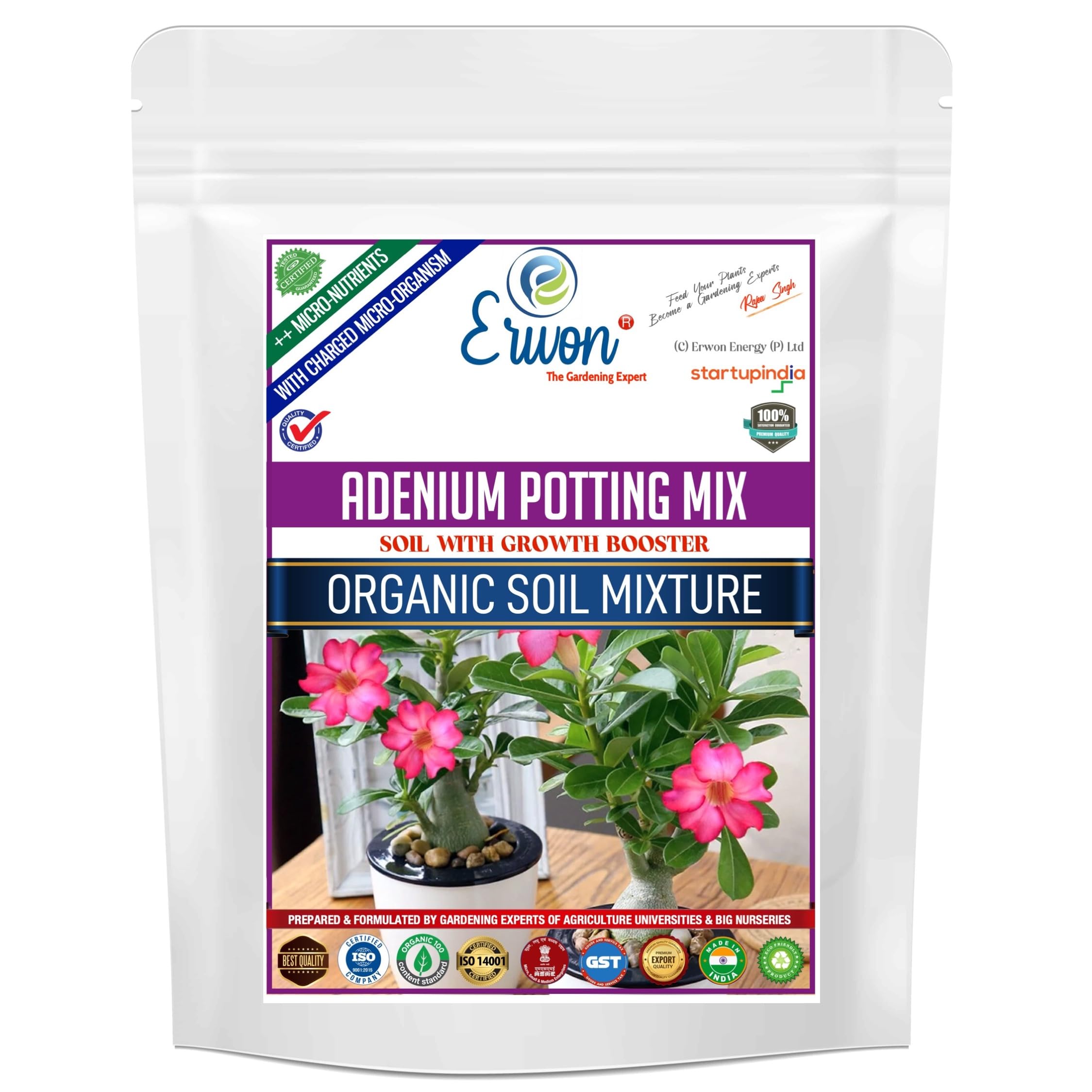 Erwon® Adenium Potting Mix, Premium Essential Powerful Organic Soil with Plant Growth and Flower Booster, Charged Micro-Organism and ++ Micronutrients (1800 gm)-picture-29