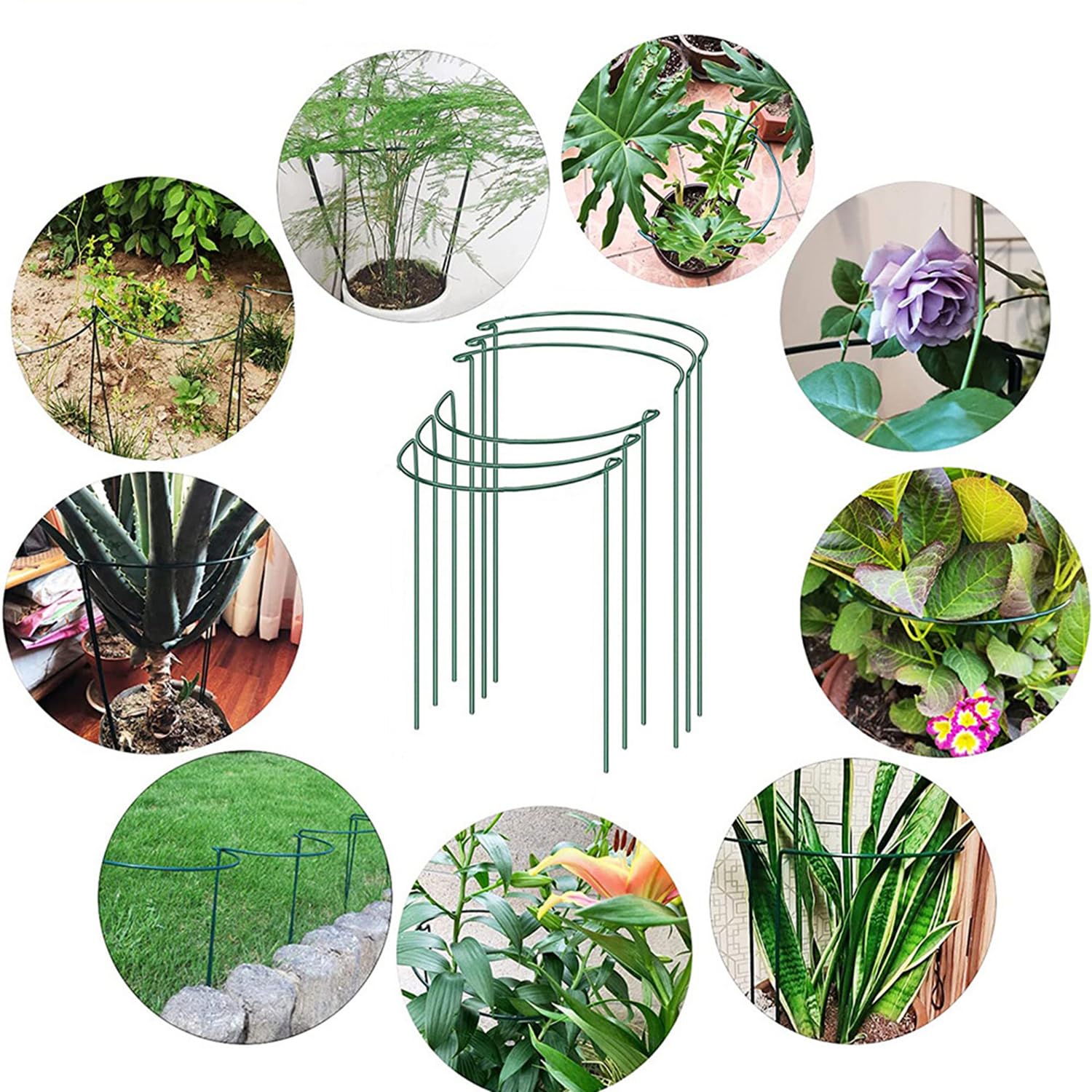 Tutori Per Piante 4 Pezzi – Supporti A Mezzaluna In Plastica Verde Per Piante Rampicanti E Fiori - 2