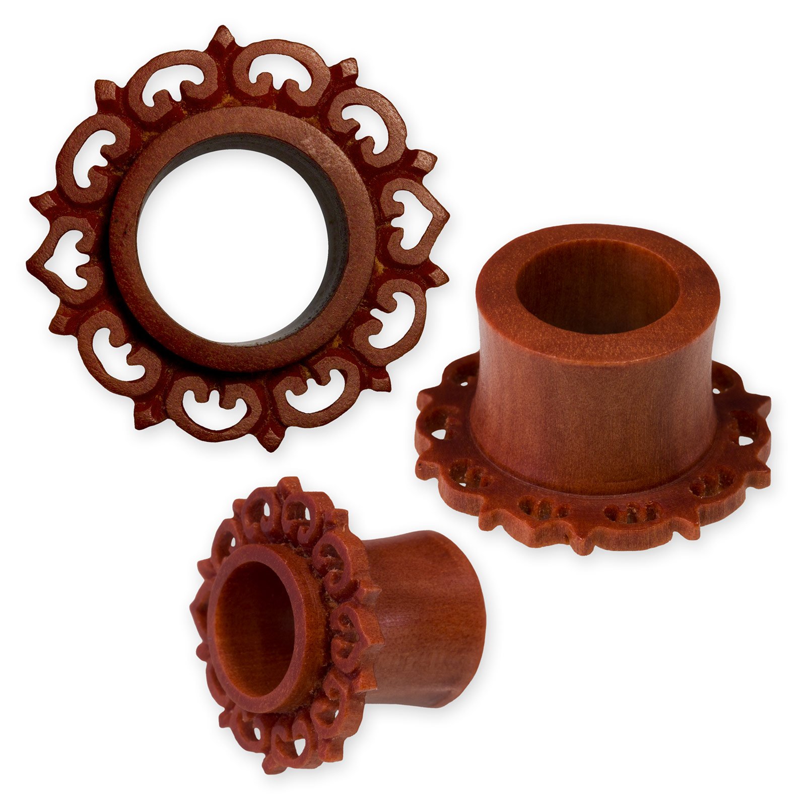 PIERCING TUNNEL PLUG - SONO HOLZ MANDALA BLUME INDISCH MEDITATION LEBENS BLUME - Foto 3