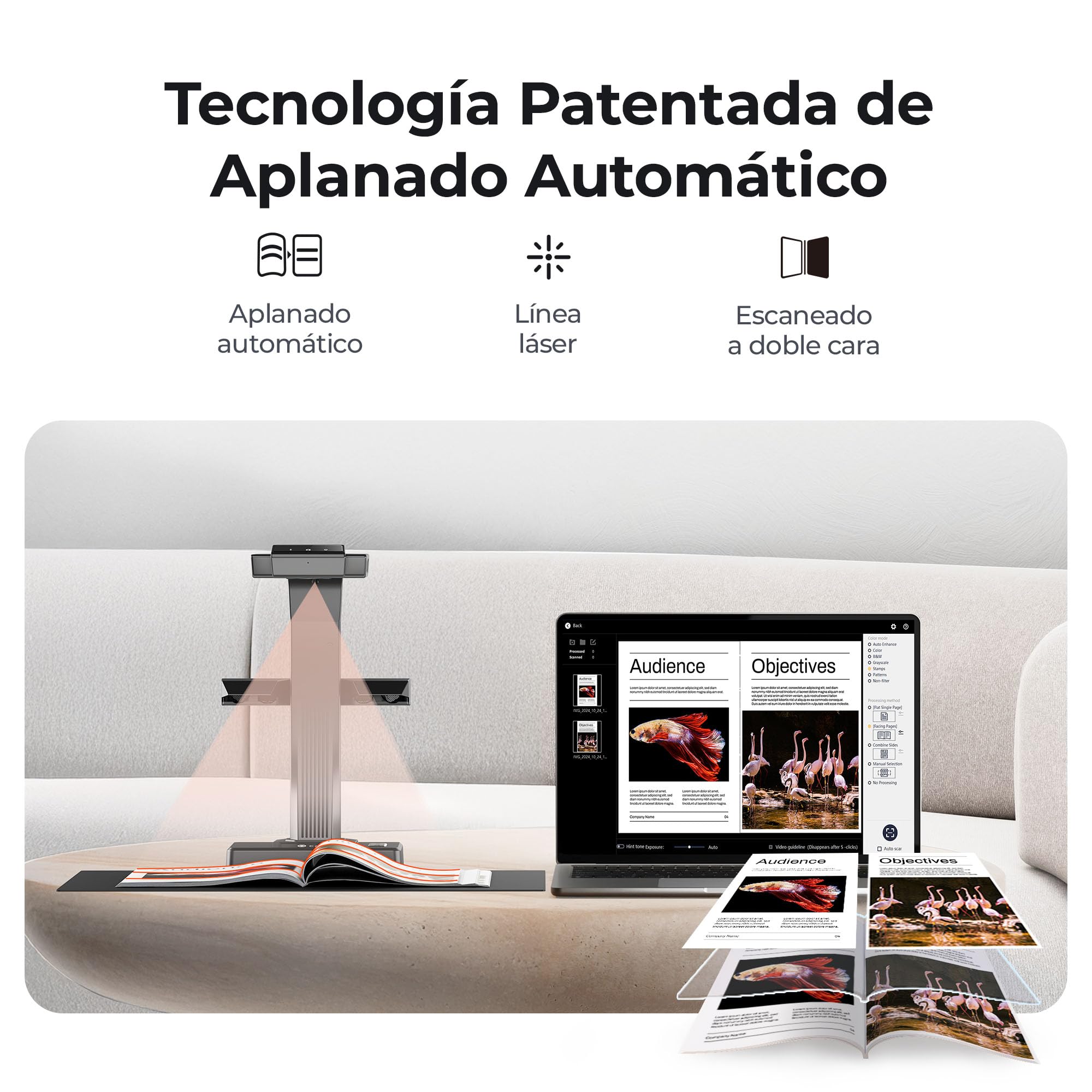 Escáner de Libros CZUR ET16 Plus: escáner Profesional de Documentos A3 con 16 MP, 250 dpi, aplanamiento automático, Ideal para bibliotecas y escuelas. Compatible con HDMI, Windows y macOS
