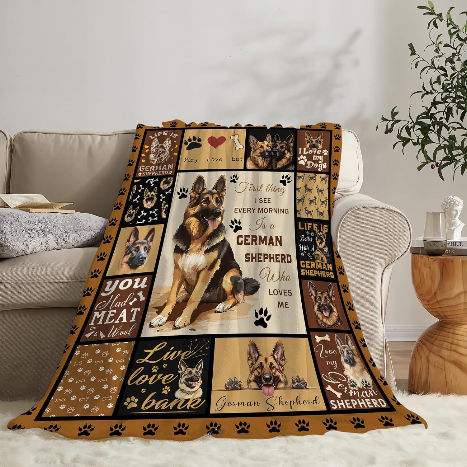 German Shepherd Blanket Soft Fuzzy Fleece Dog Blanket Decor Cozy Warm Plush Flannel Blanket Gifts for Boys Girls Men Women Home Chair Sofa Couch Bed 50"X40" - Image 5