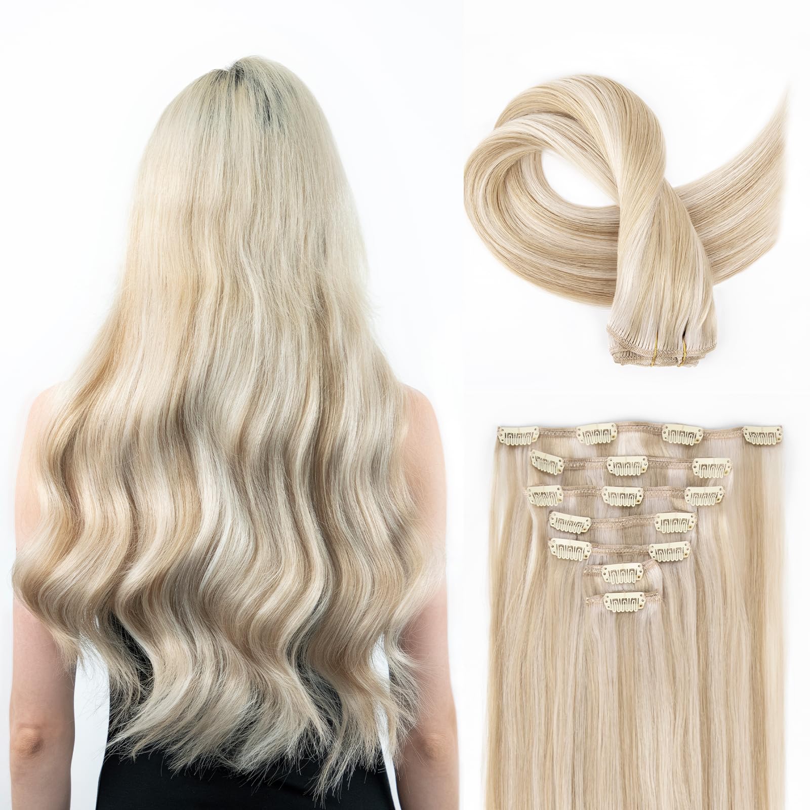 SOBEAUTY Hair Extensions Clip in, 100% Real Human Hair Extensions