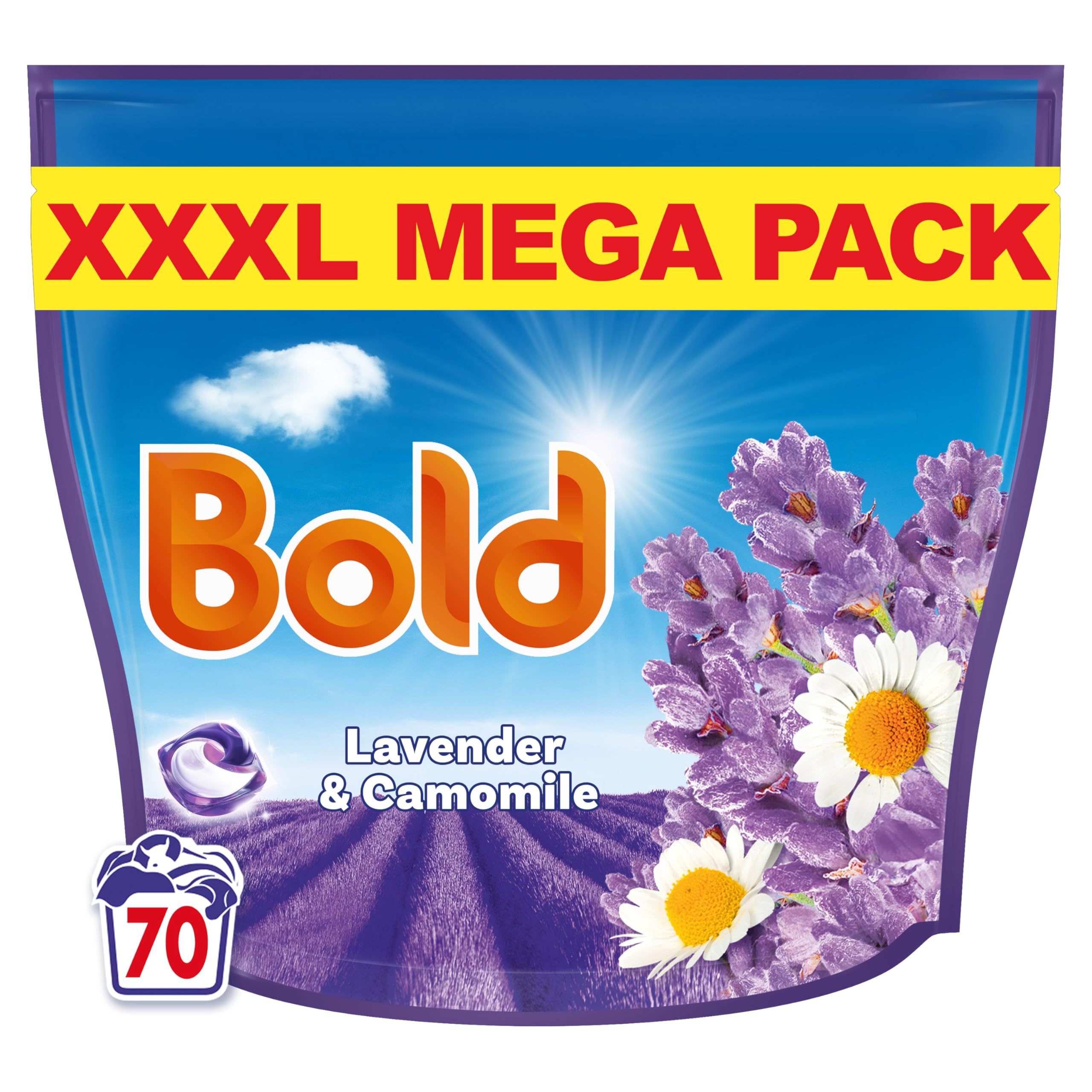 Bold PODS® Washing Liquid Laundry Detergent Capsules 70 Washes, Lavender & Camomile, Outdoor Freshness That Lasts, With Built-In Lenor Softener