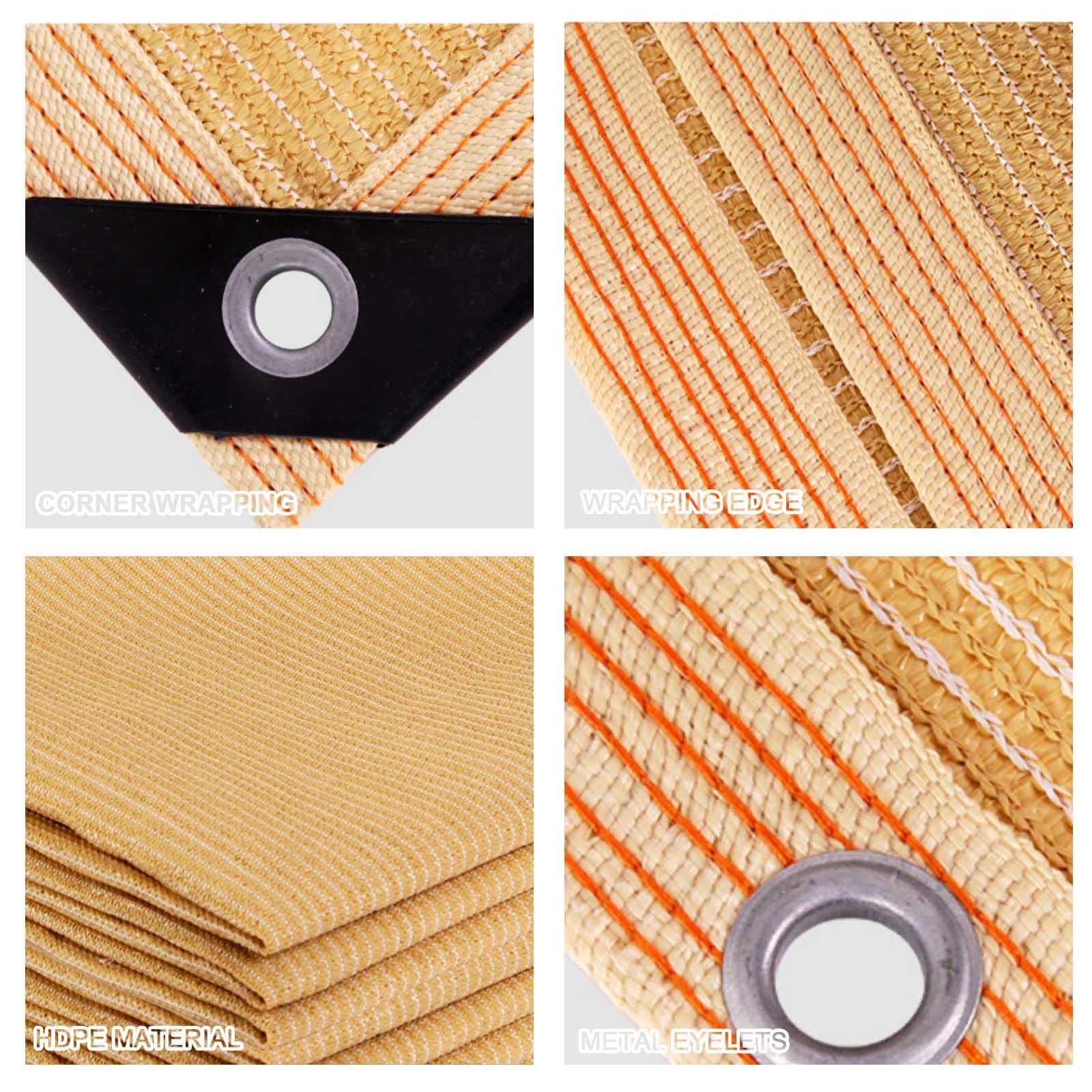 LBRG Rete Ombreggiante, Personalizzabile,Telone Parasole in Tessuto della Serra con i Grommet,Telone Parasole per Il pergolato,Rete Anti-UV Tenda da Sole,Beige-3x6m(9.8 * 19.7ft)
