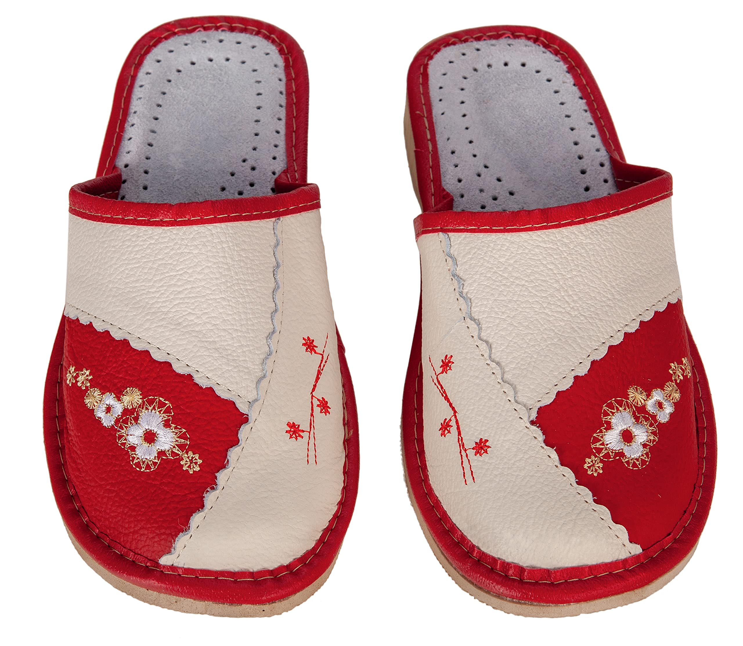 APREGGIO Pantoufles Femme Cuir – Chaussons Pratiques et Confortables – Fait Main – 36–41 EU