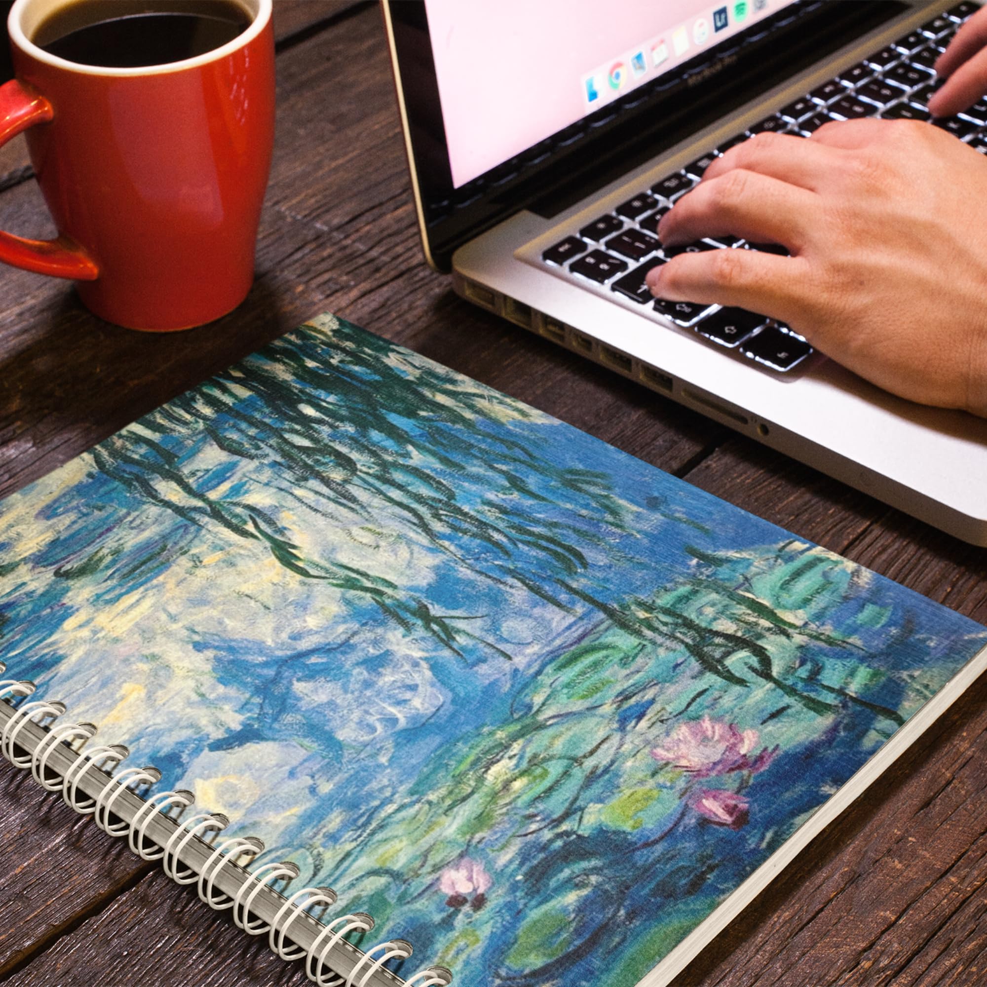 Agenda giornaliera 2025 "Ninfee" di Claude Monet, copertina in lino resistente, stampata su carta fine ecologica, organizer mensile da collezione per casa, scuola e ufficio