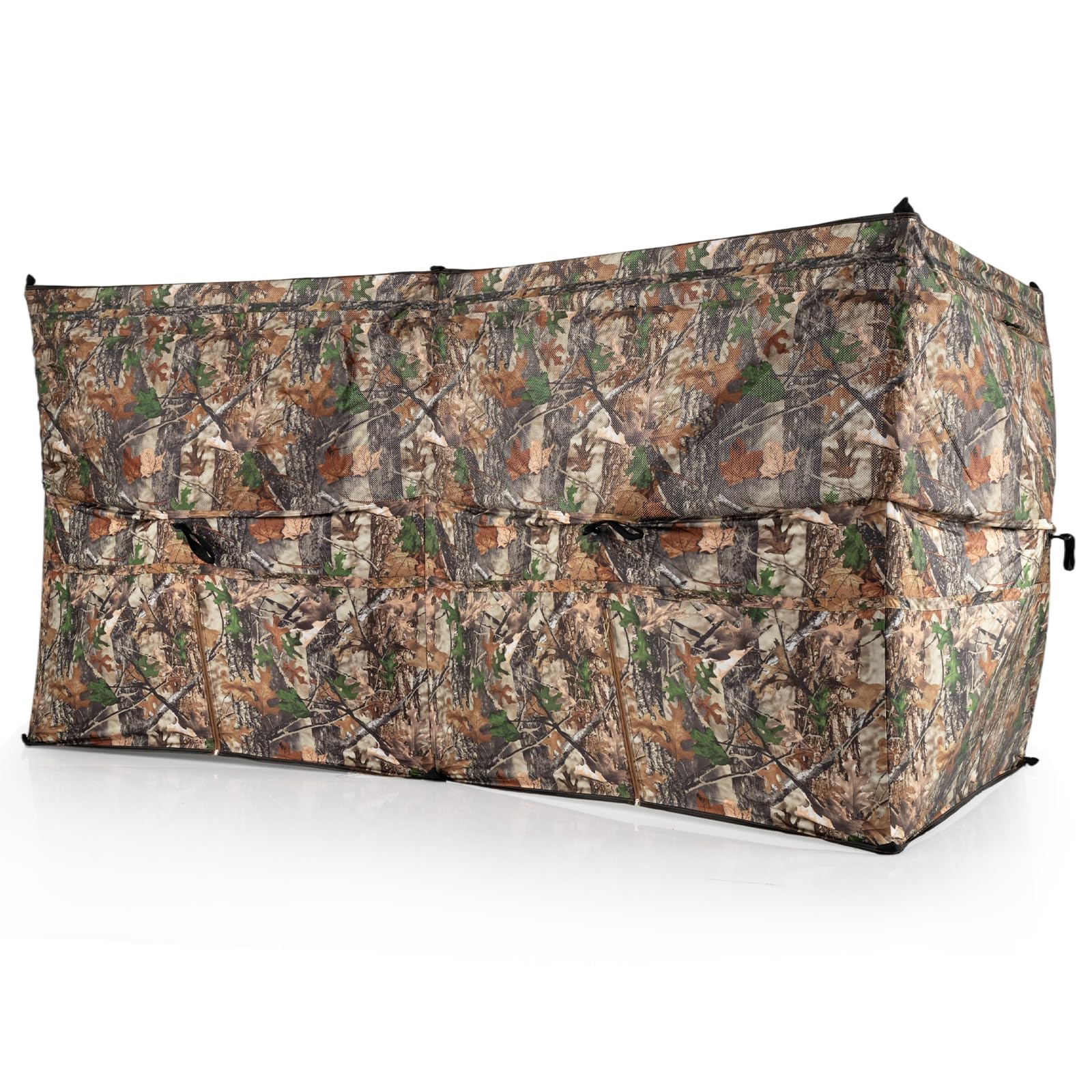 COSTWAY Persiana de Caza Portátil, Transparente de 360°, Puesto de Caza Plegable para 1-3 Personas, Tejido Oxford Resistente, Bolsa de Transporte, Camuflaje, 240 x 120 x 120 cm