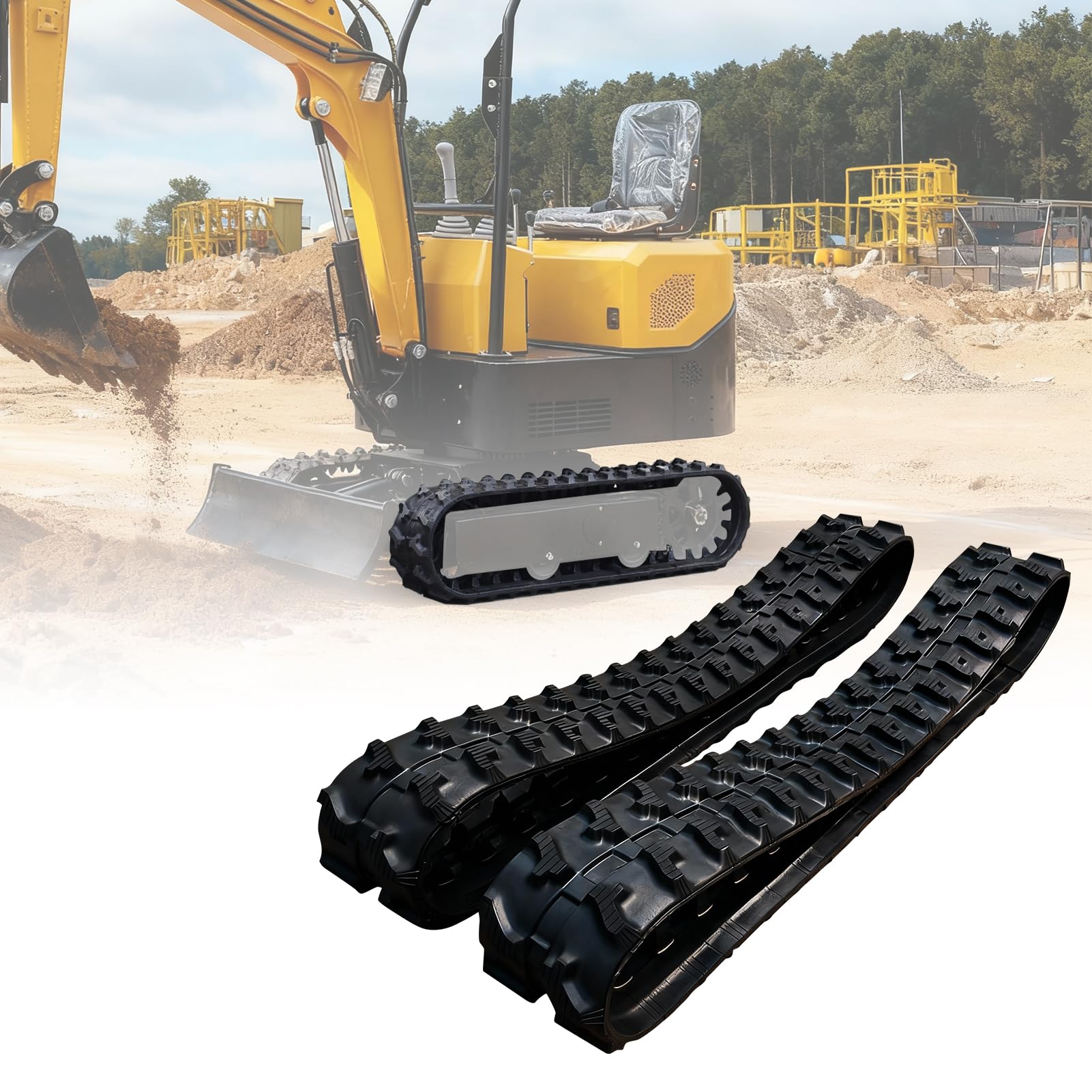 Cadena de goma 180 x 72 x 37 para mini excavadora 1T (2 unidades) cadena de repuesto reforzada | Compatible con Kubota Takeuchi Bobcat | resistente al desgaste y duradero | fuerte tracción para construcción y terreno