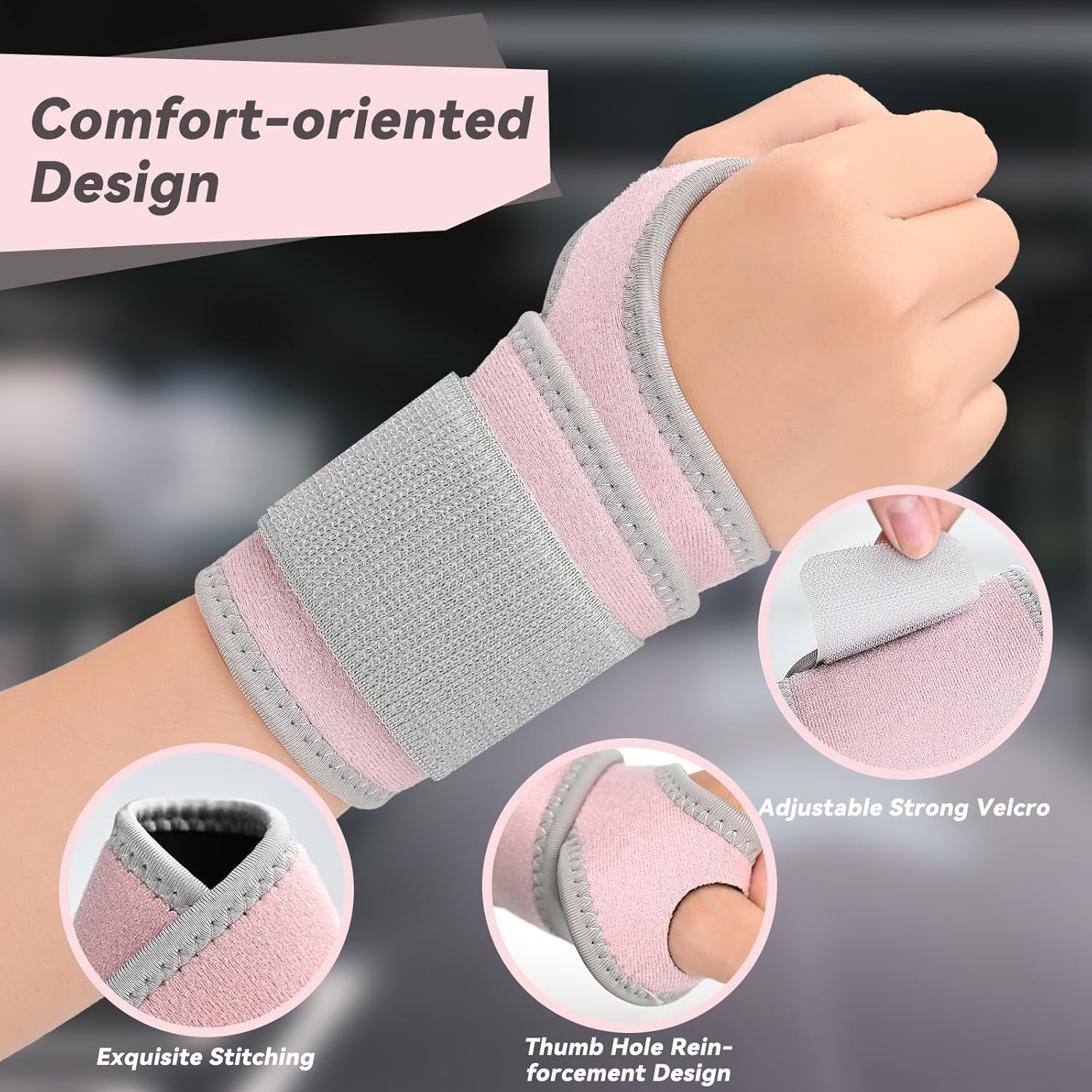Carpal Tunnel Wrist Brace for Right Left Hand 2 Pack, Wrist Support Wraps for Women Men, Adjustable Wrist Brace for Tendonitis, Arthritis, Weightlifting, Sports, Day Night Support, Pink 81KZ NXe4pL. SL1500