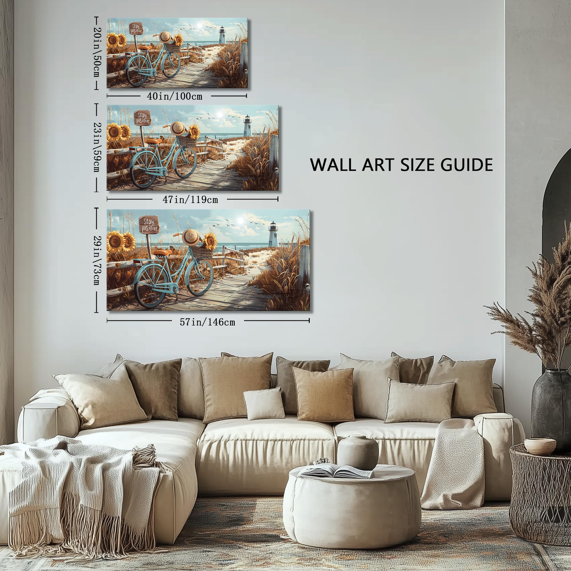MHARTK66 Cuadros Decoracion Salon Modernos, 50x100 cm Grandes Laminas Decorativas Pared Dormitorios, Lienzos Decorativos Pared Faro Junto al Mar Girasol, Wall Art Comedor Pasillo Baño Oficina