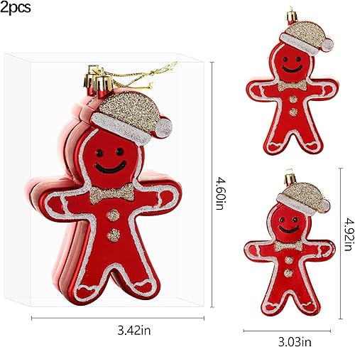 Miniatura 2 de Decoraciones de adornos de Navidad, pintura de Navidad, juego de bolas de adornos de hombre de jengibre, decoraciones colgantes hechas a mano de 4.1