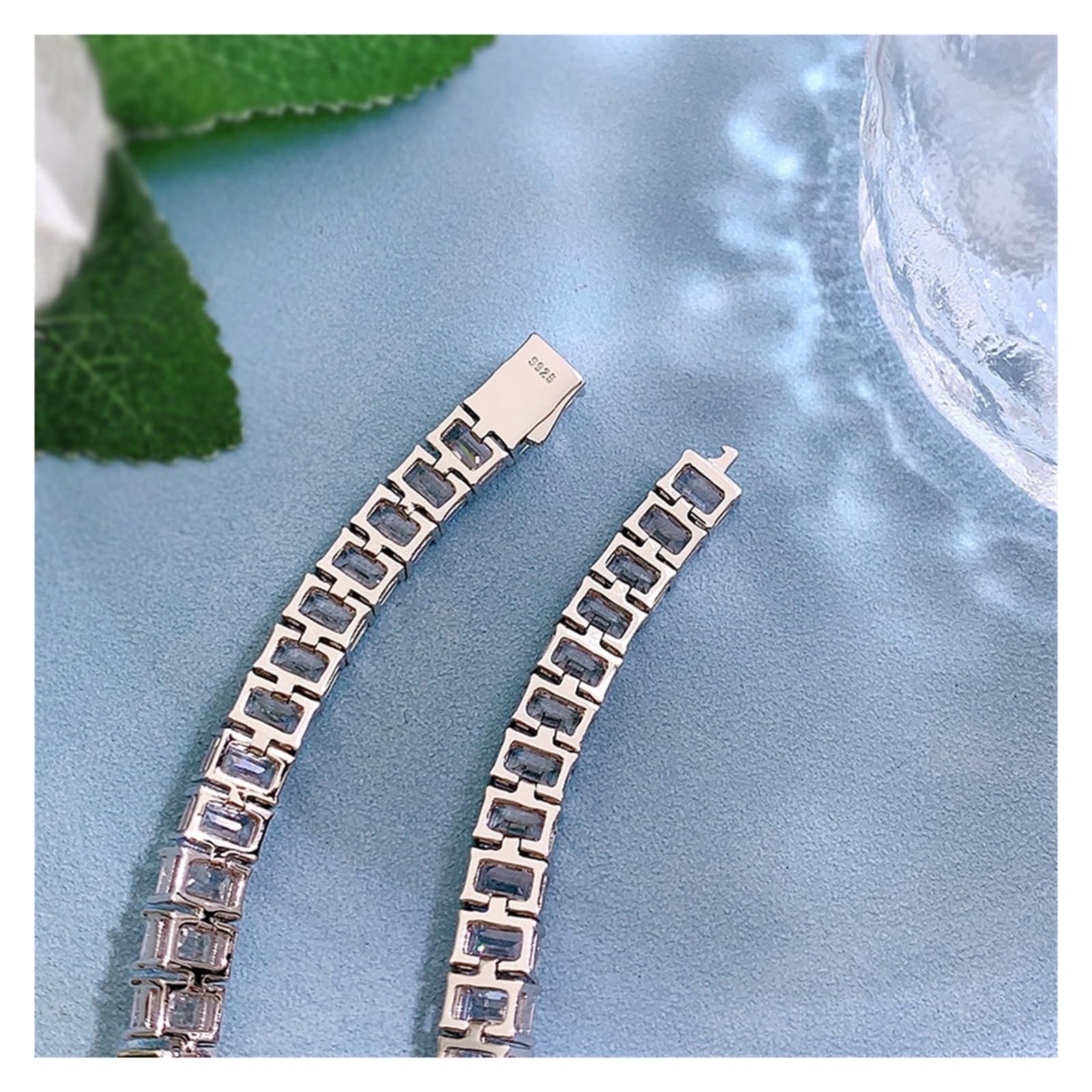 LYGBAOFUL Pulsera Braceletlovers Brazalete De Diamantes De Talla Esmeralda Pulseras De Boda De Plata De Ley 925 Real para Mujer Regalo De Joyería De Fiesta De Promesa (17 Cm)