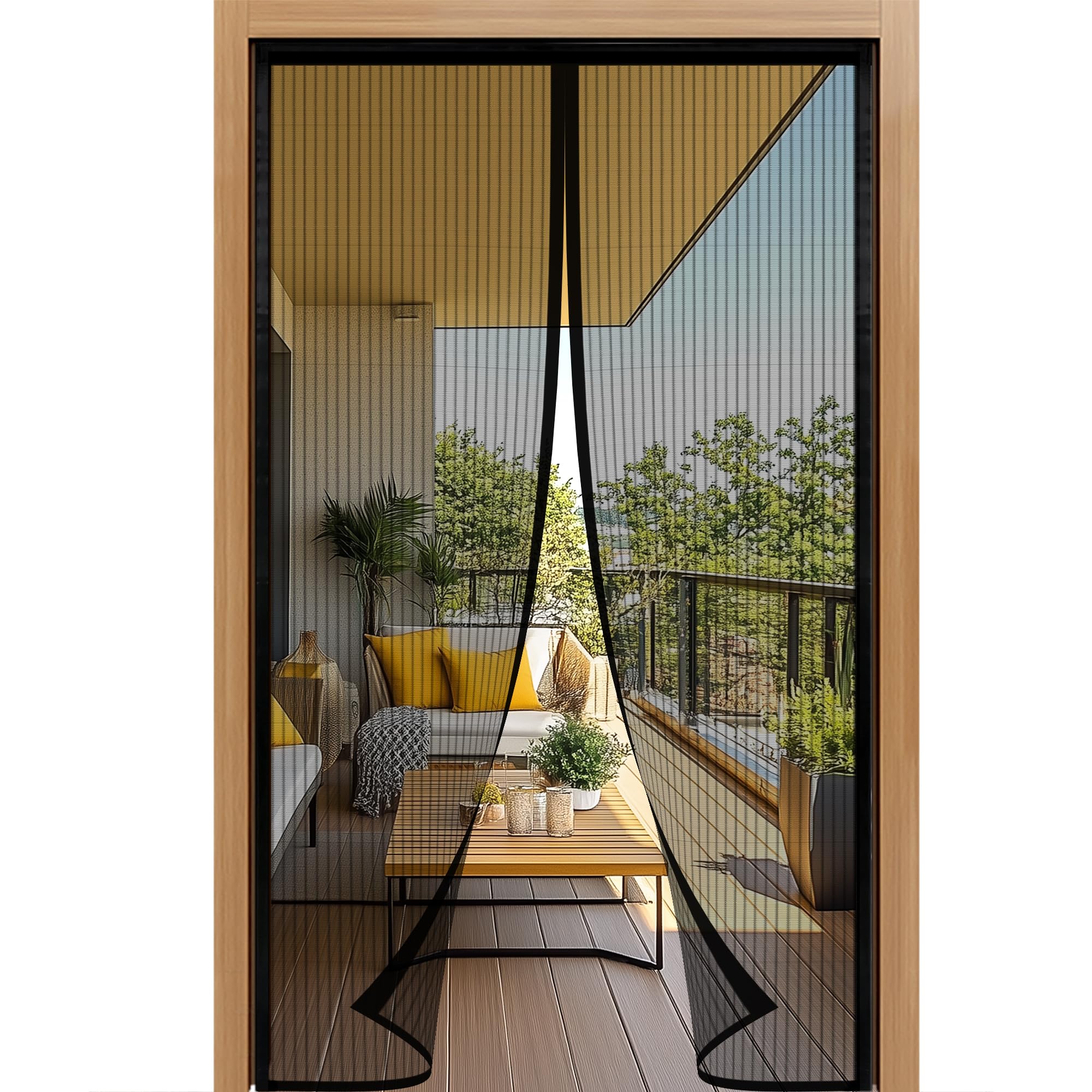 LUYANXY Magnetic Mosquito Net 90 x 210 cm, Black Door Window Curtain, Magnetic Mosquito Net Balcony, Anti-Insects Breathable Automatic Closure, No More Annoying Insects in the House