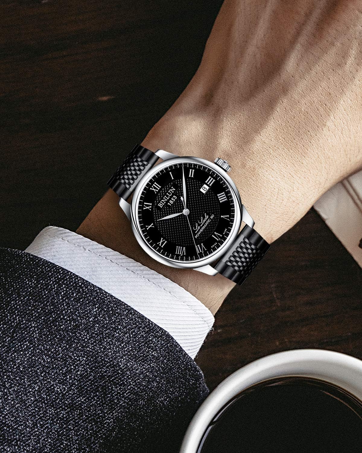 BINLUN Stainless Steel Watch Band, Metal Watch Strap for Men Women Replacement with Double-Lock Deployment Clasp Polished Watch Bracelet Silver Black Gold Rose-gold 18/19/20/21/22/24mm - Image 5