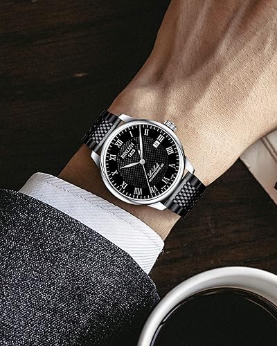 Miniatura 5 de BINLUN Correa de reloj de acero inoxidable, correa de reloj de metal para hombres y mujeres, repuesto con cierre desplegable de doble bloqueo,